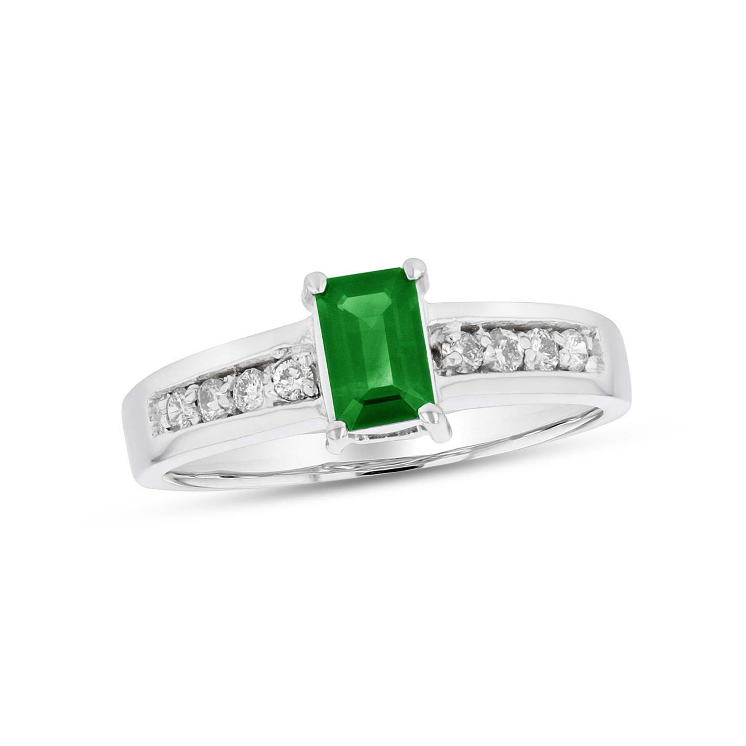 View 0.70ctw Diamond and Emerald Ring in 14k White Gold