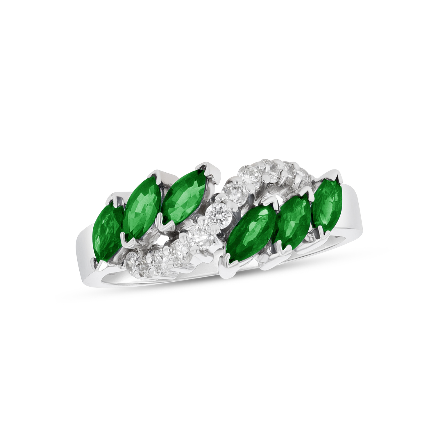 View 1.15ctw Diamond and Emerald Fashion Ring in 14k White Gold