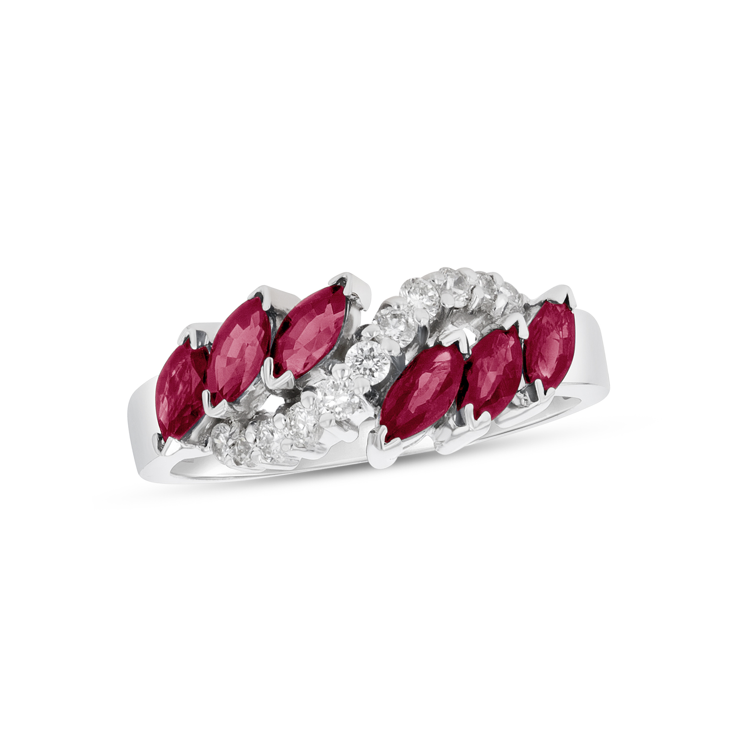 View 1.25ctw Diamond and MArquis Shaped Rubies in 14k White Gold