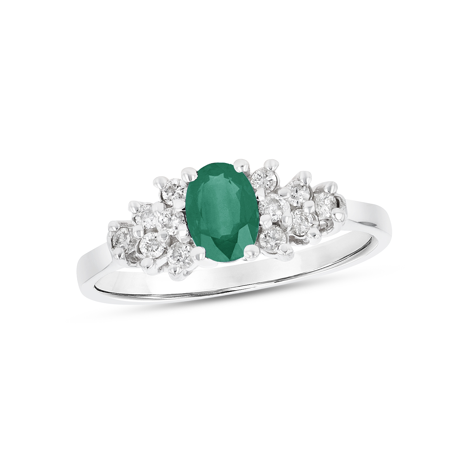 View 0.60ctw Diamond and Emerald Ring in 14k White Gold