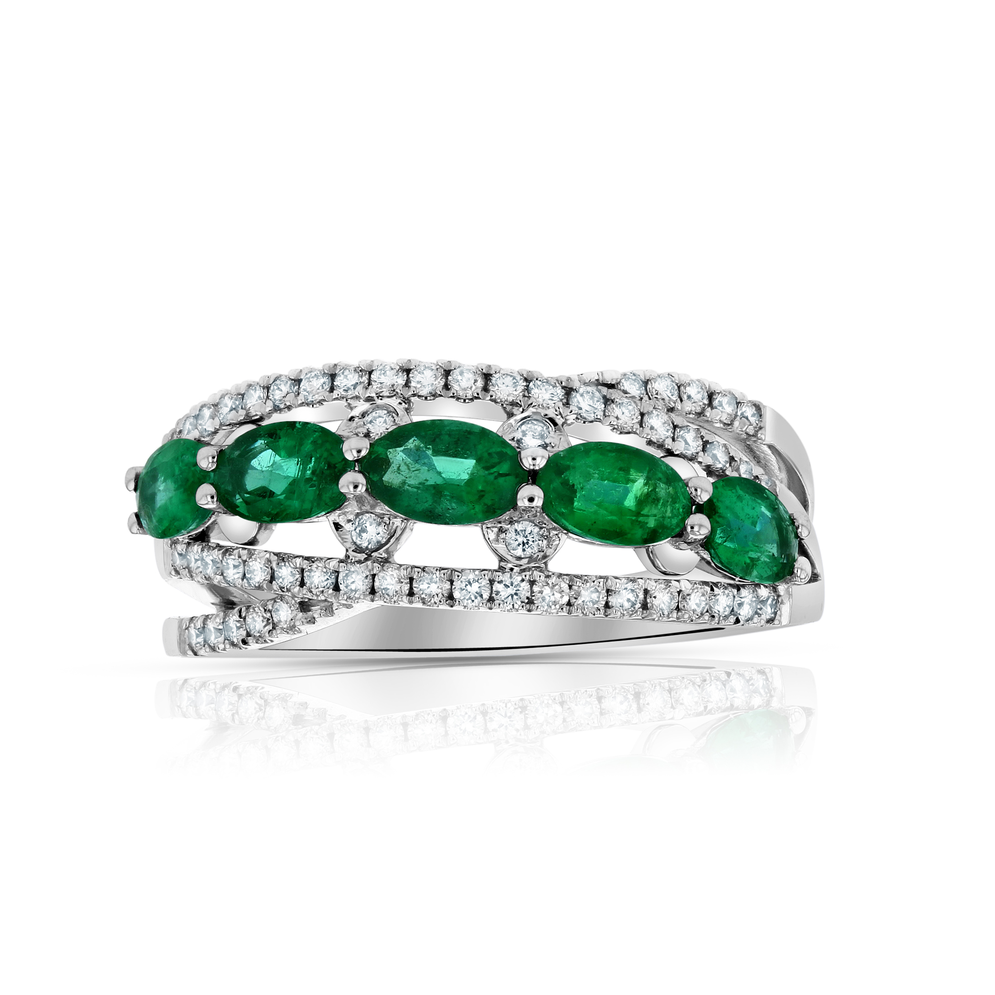 View 1.31ctw Diamond and Emerald Ring in 14k White Gold