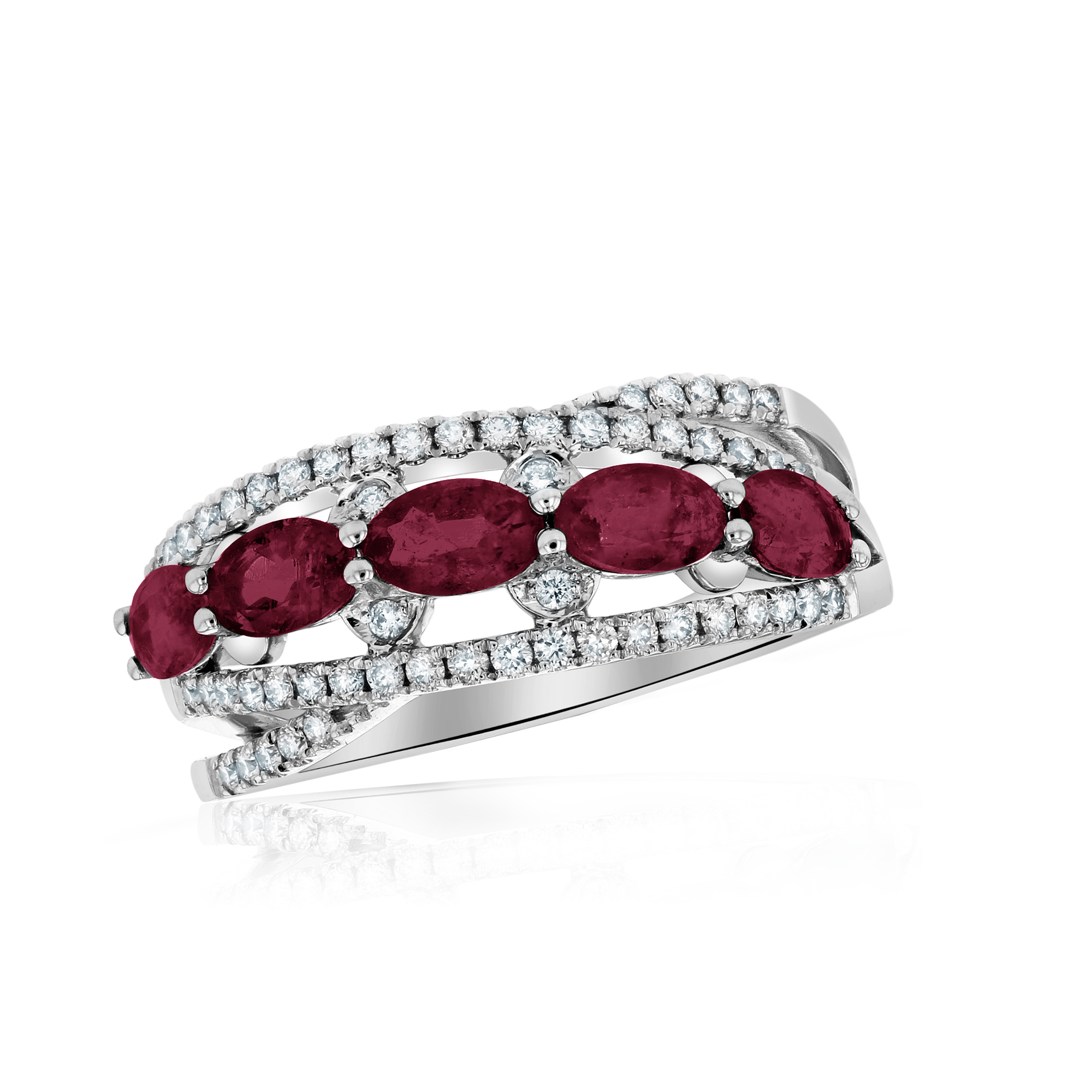 View 0.31ctw Diamond and Ruby Ring in 14k White Gold