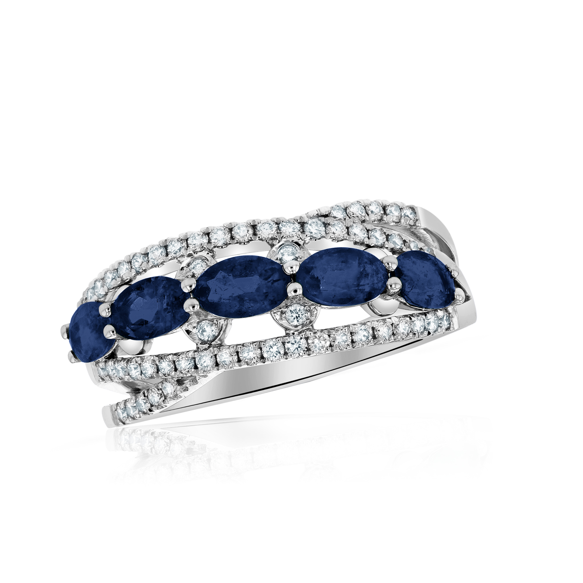 1.81ctw Diamond and Sapphire Ring in 14k White Gold