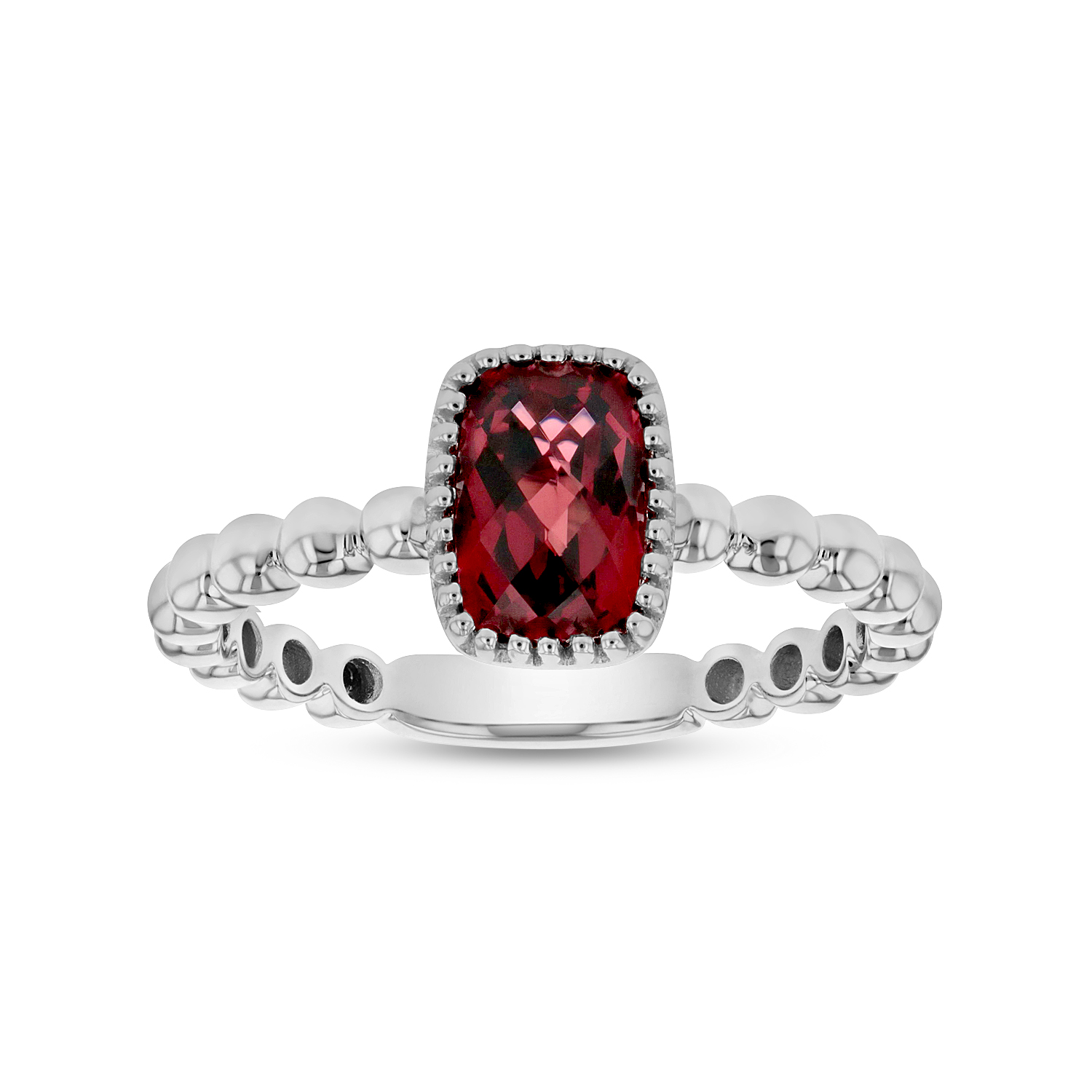 View 7x5mm Cushion Cut Garnet Ring in 14k Gold