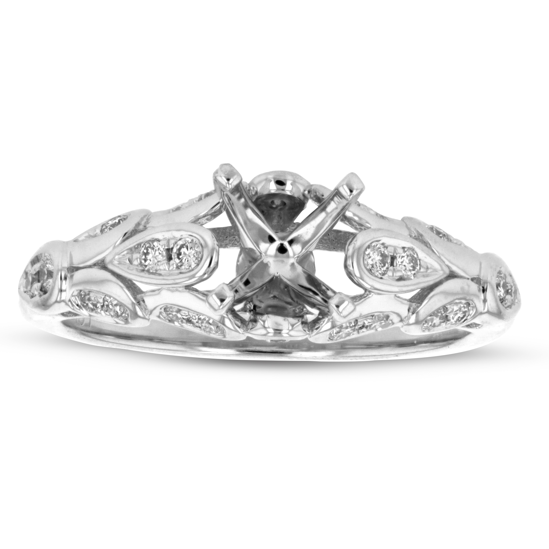 View 0.22ctw Diamond Semi Mount Ring in 14k White Gold