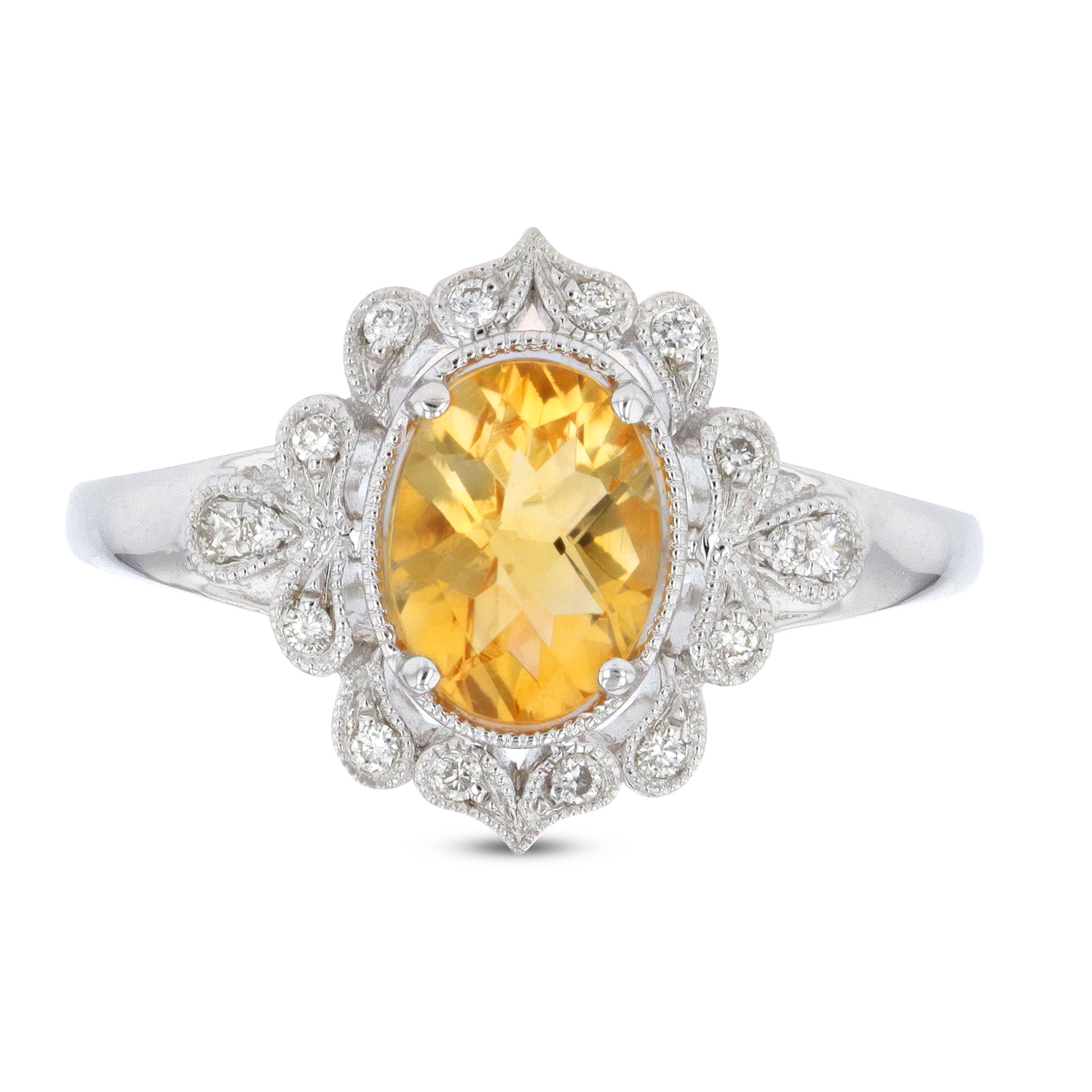 View 1.13ctw Diamond and Citrine Ring in 14k White Gold 