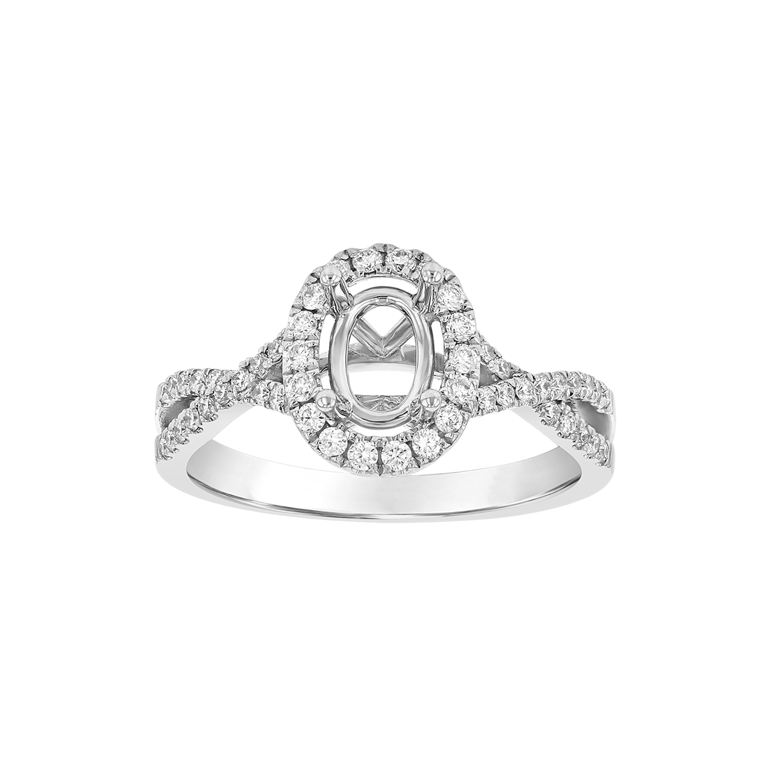 View 0.36ctw Diamond Oval Shaped Semi Mount in 18k White Gold