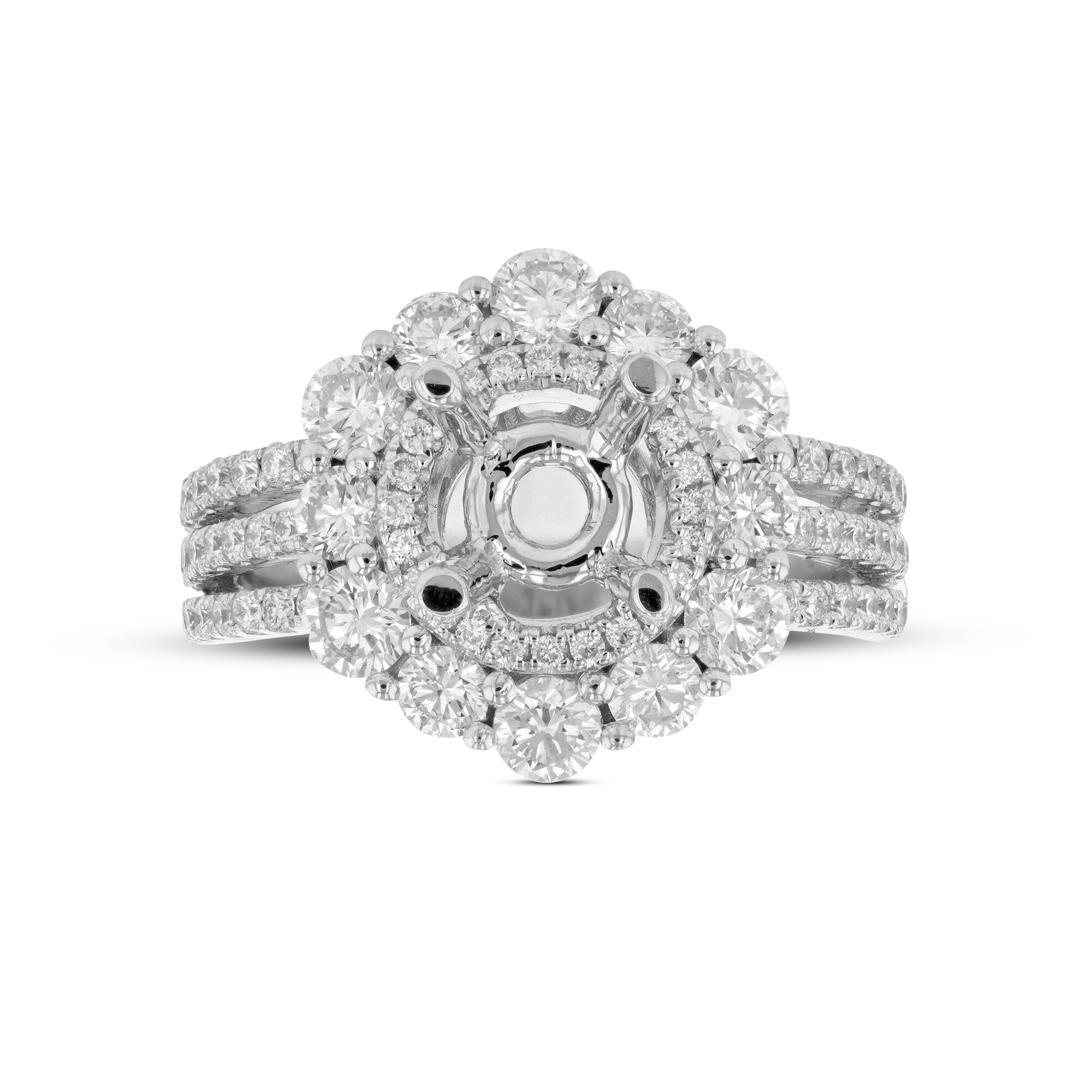 View 1.57ctw Diamond Semi Mount Engagement Ring in 18k White Gold