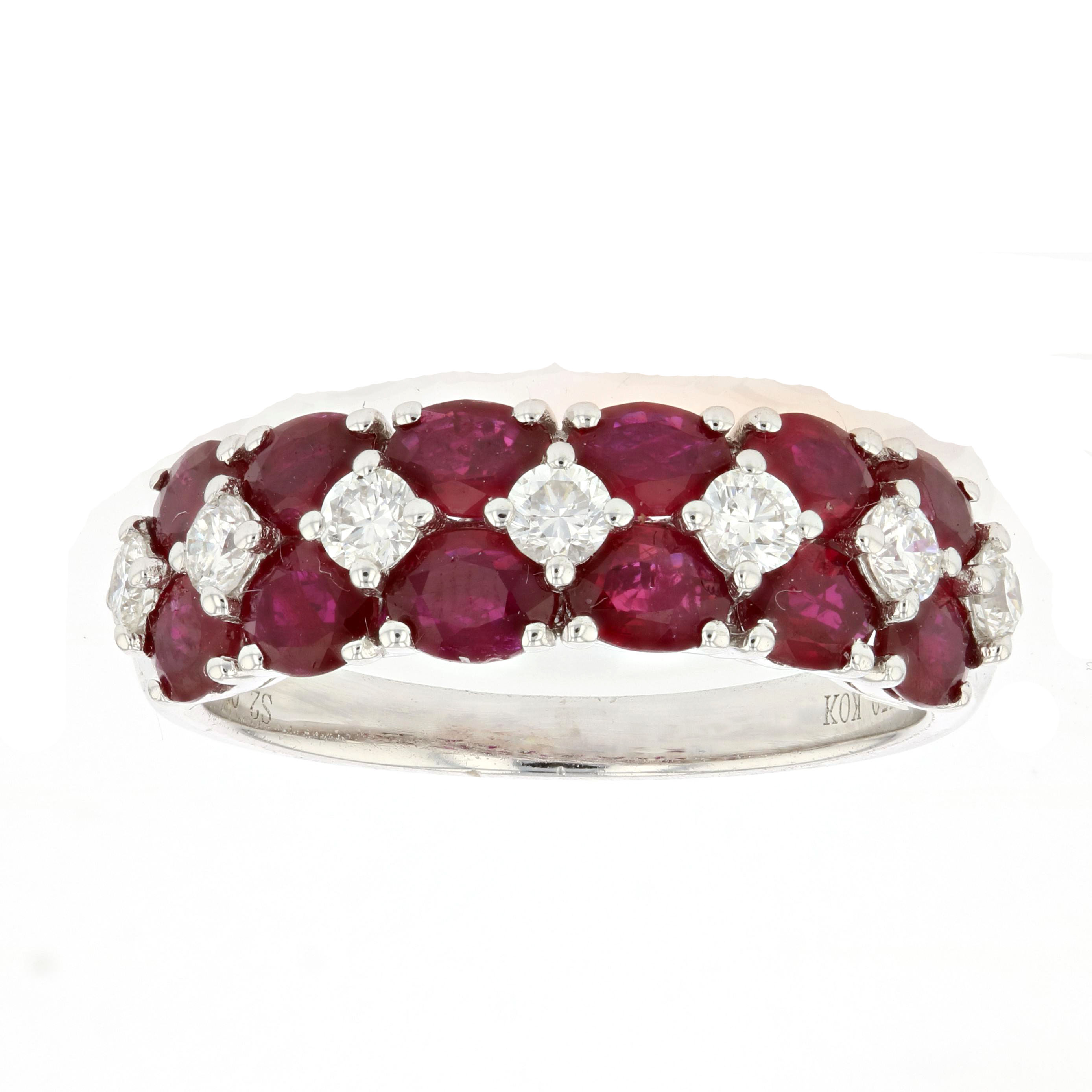 View 2.49ctw Diamond and Ruby Fashion Band in 18k White Gold