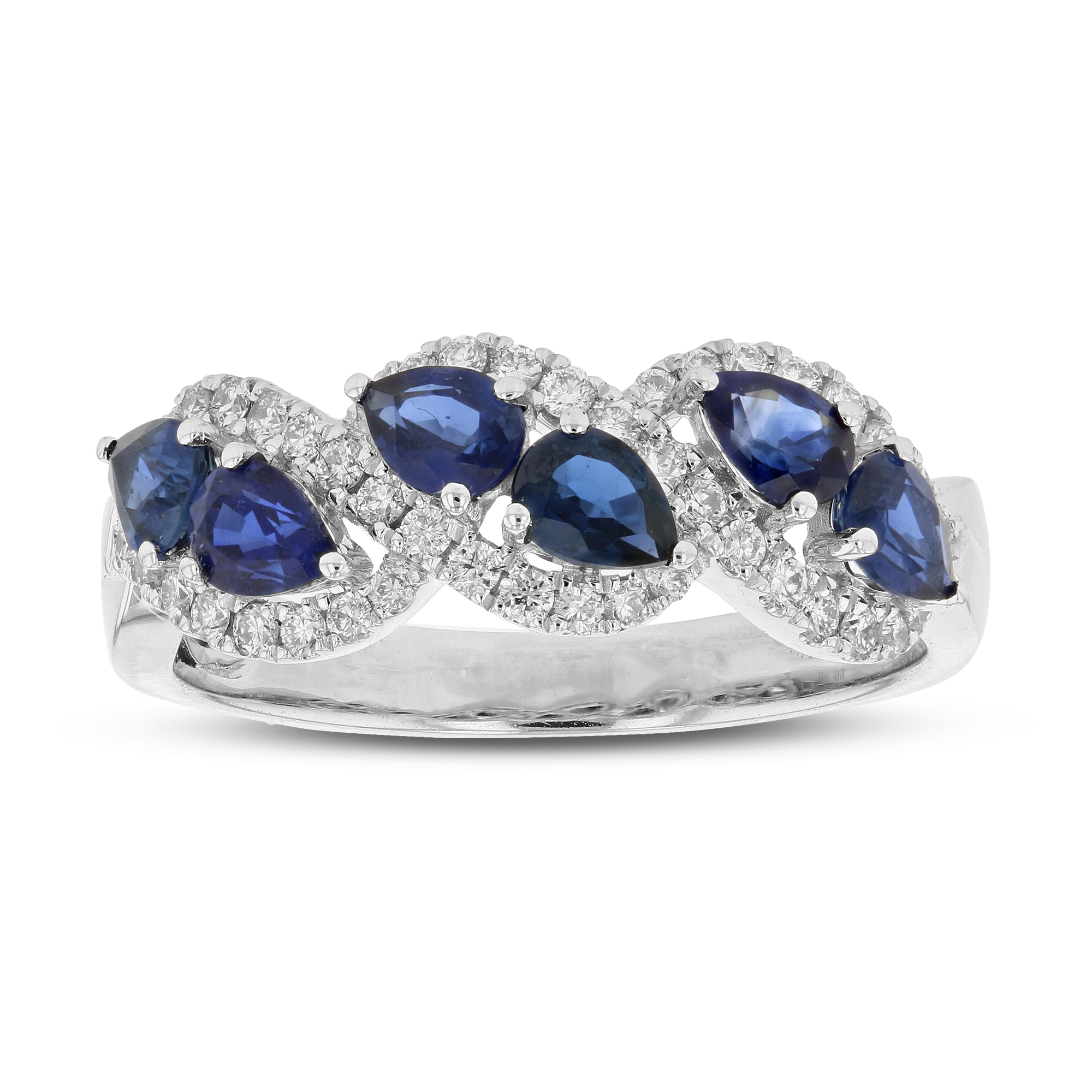 View 1.54ctw Diamond and Sapphire Band in 18k White Gold
