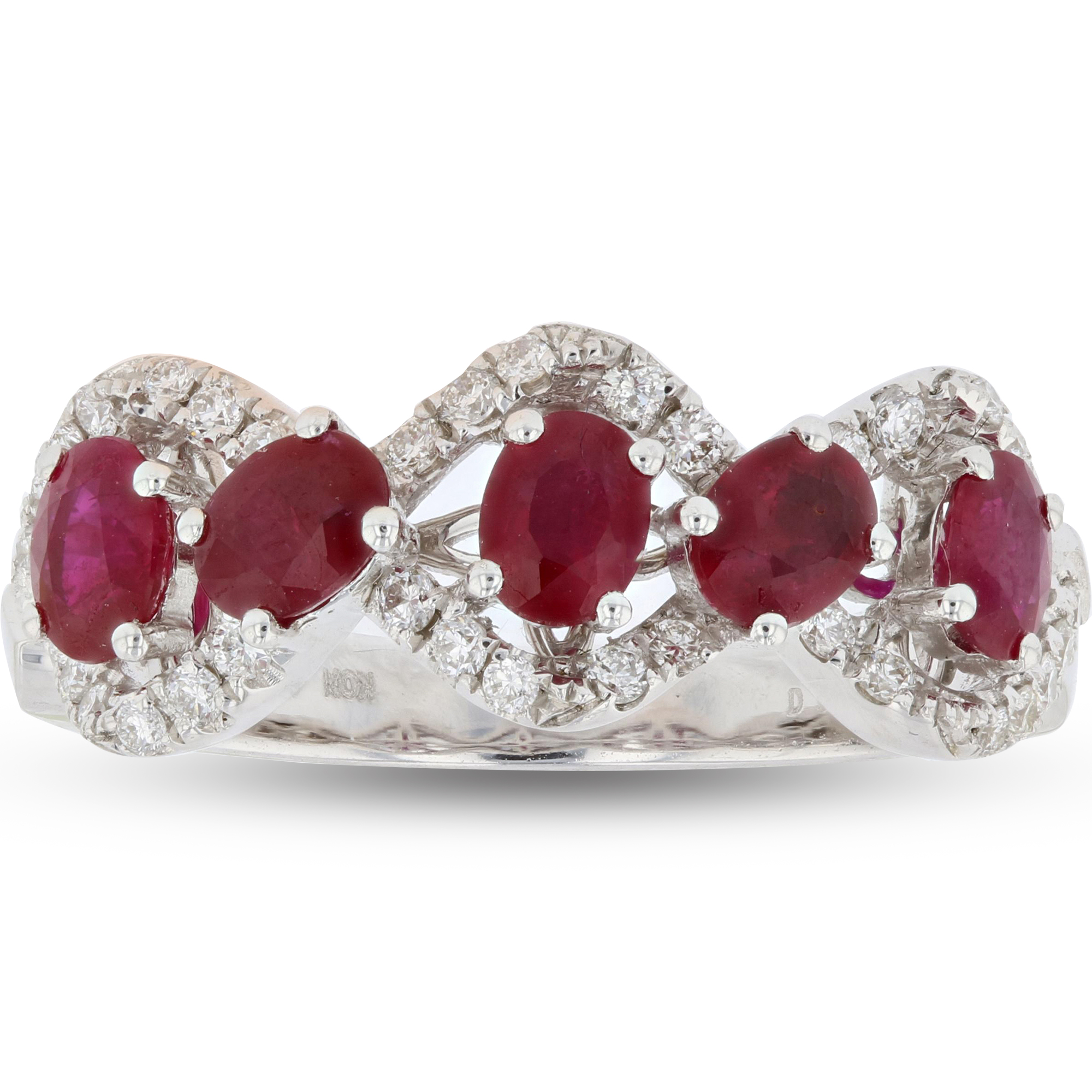 View 1.45ctw Diamond and Ruby Ring in 18k White Gold