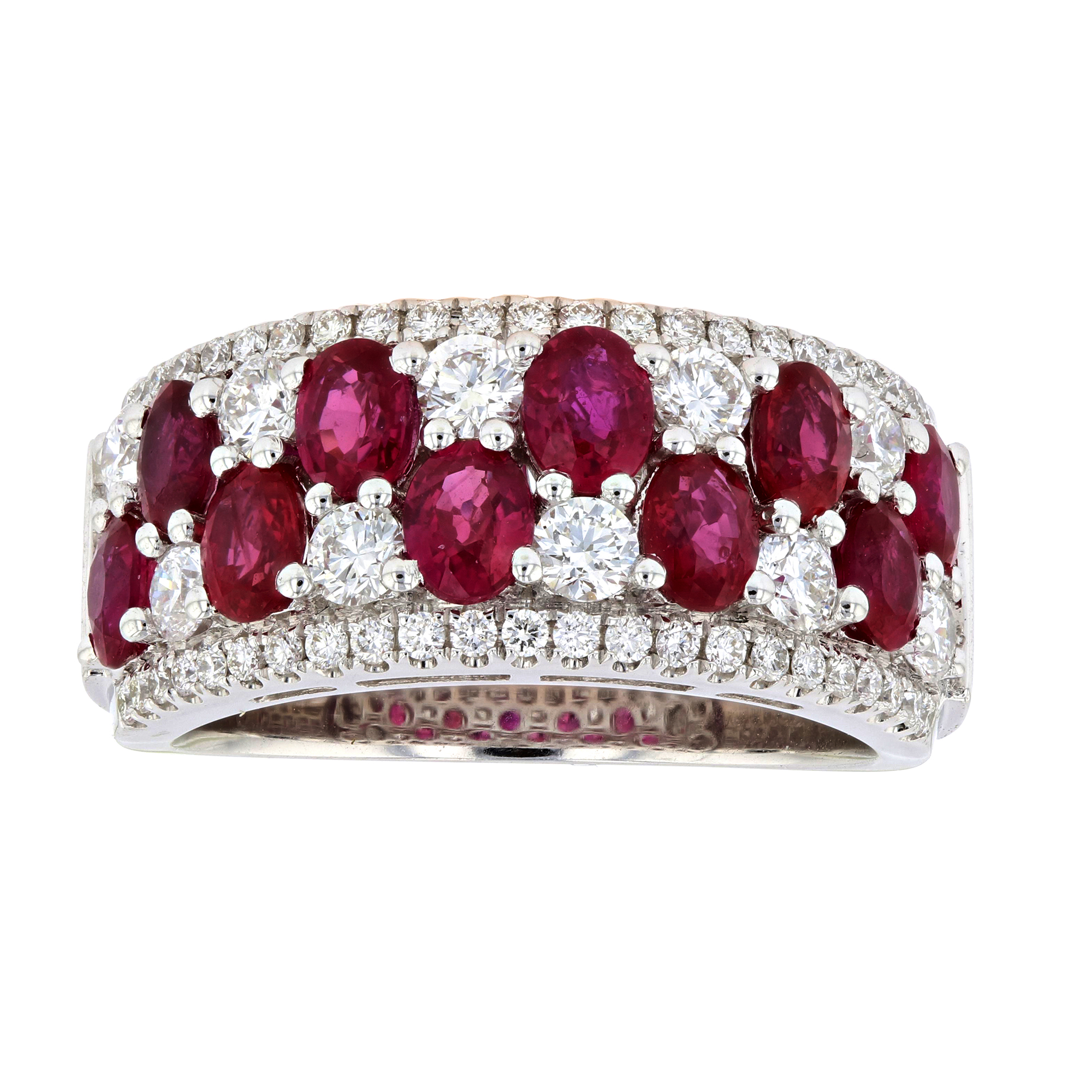 View 3.51ctw Diamond and Ruby Ring in 18k White Gold