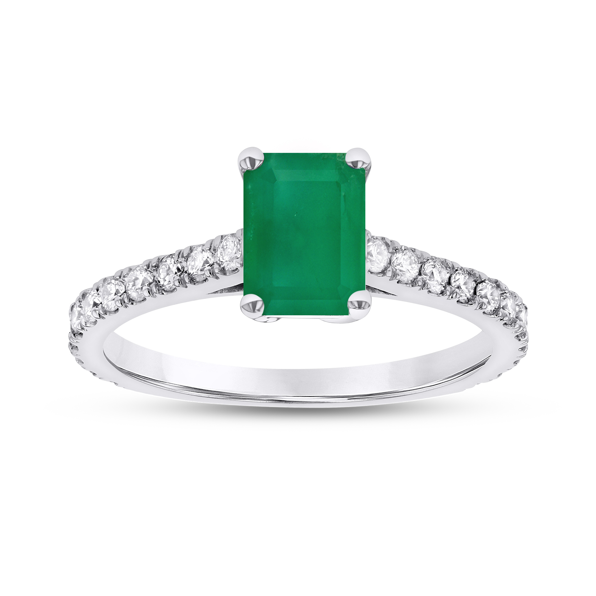 0.36ctw Diamond and Emerald Cut Emerald Engagement Ring in 14k White Gold