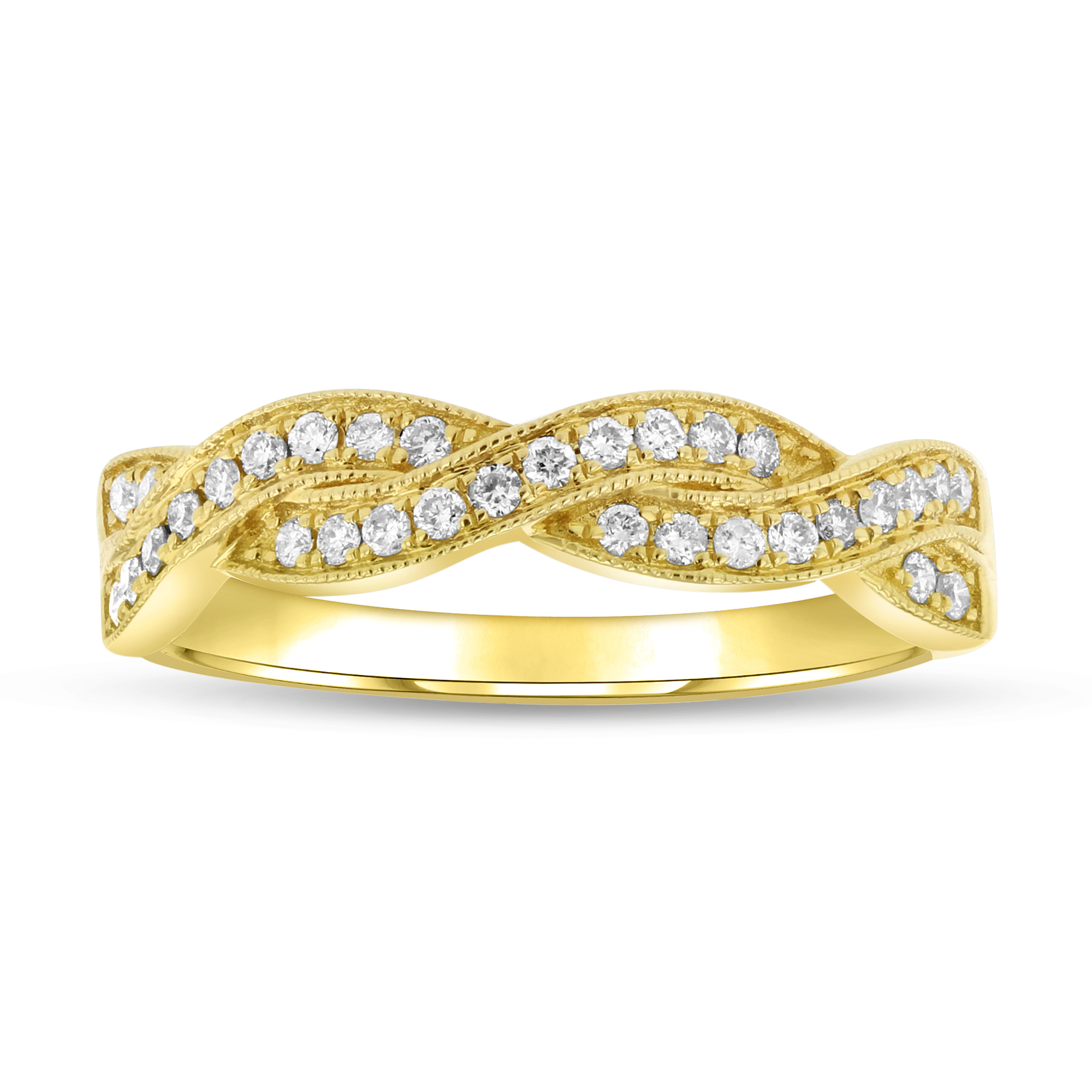 View 0.22ctw Diamond Crossover Band in 14k Yellow Gold