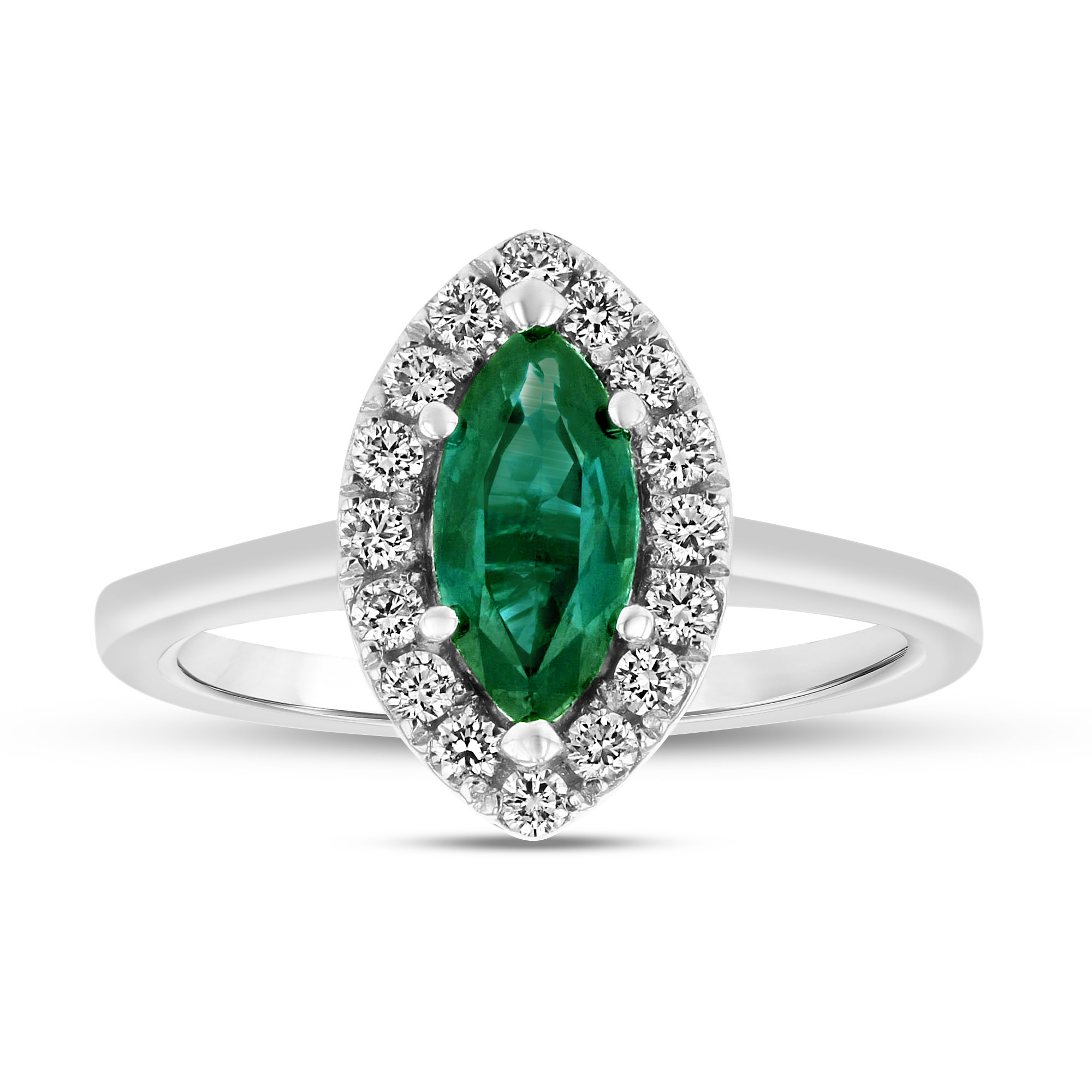 1.37ctw Diamond and Emerald Ring in 14k White Gold
