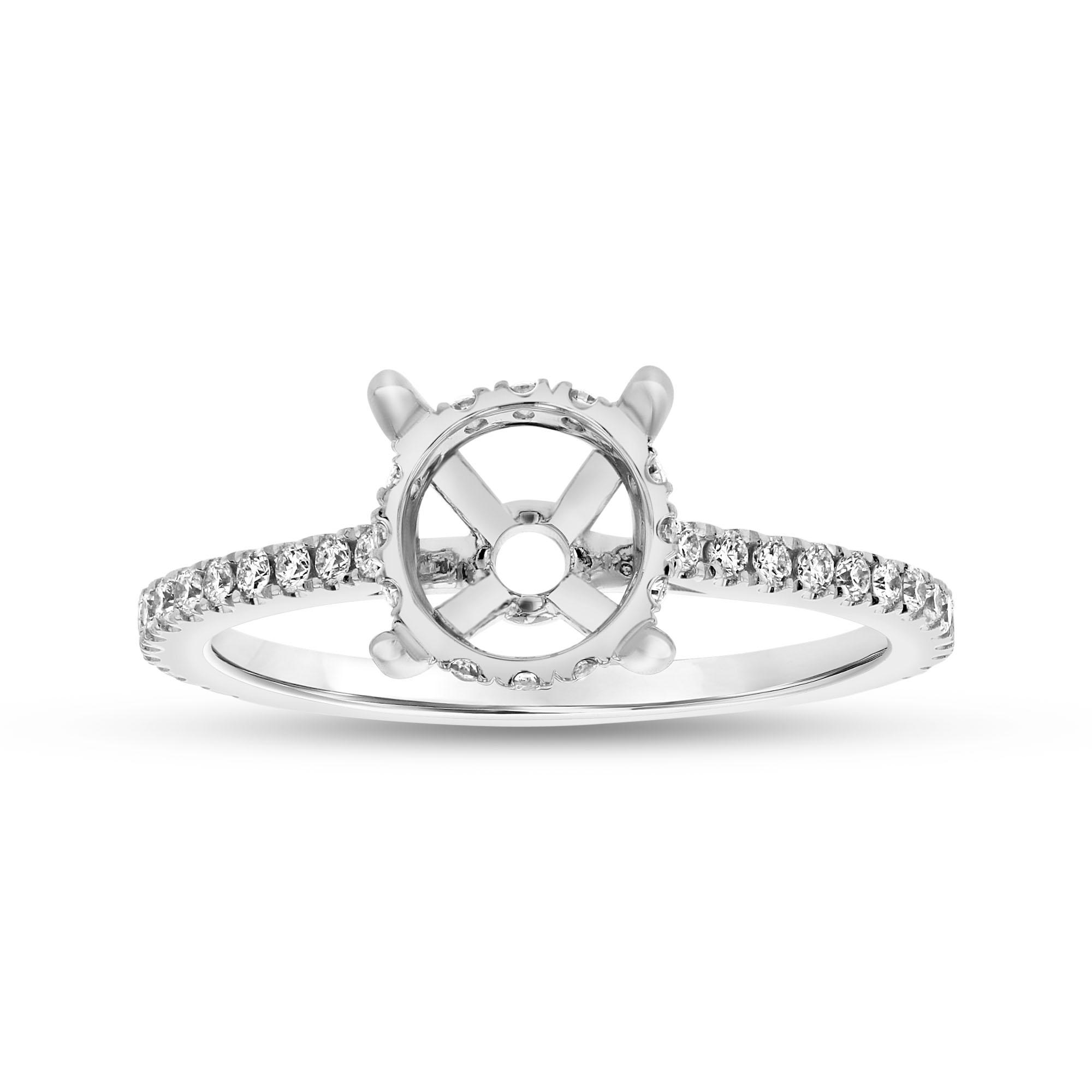 View 0.34ctw Diamond Semi Mount Under Halo Engagement Ring in 14k White Gold