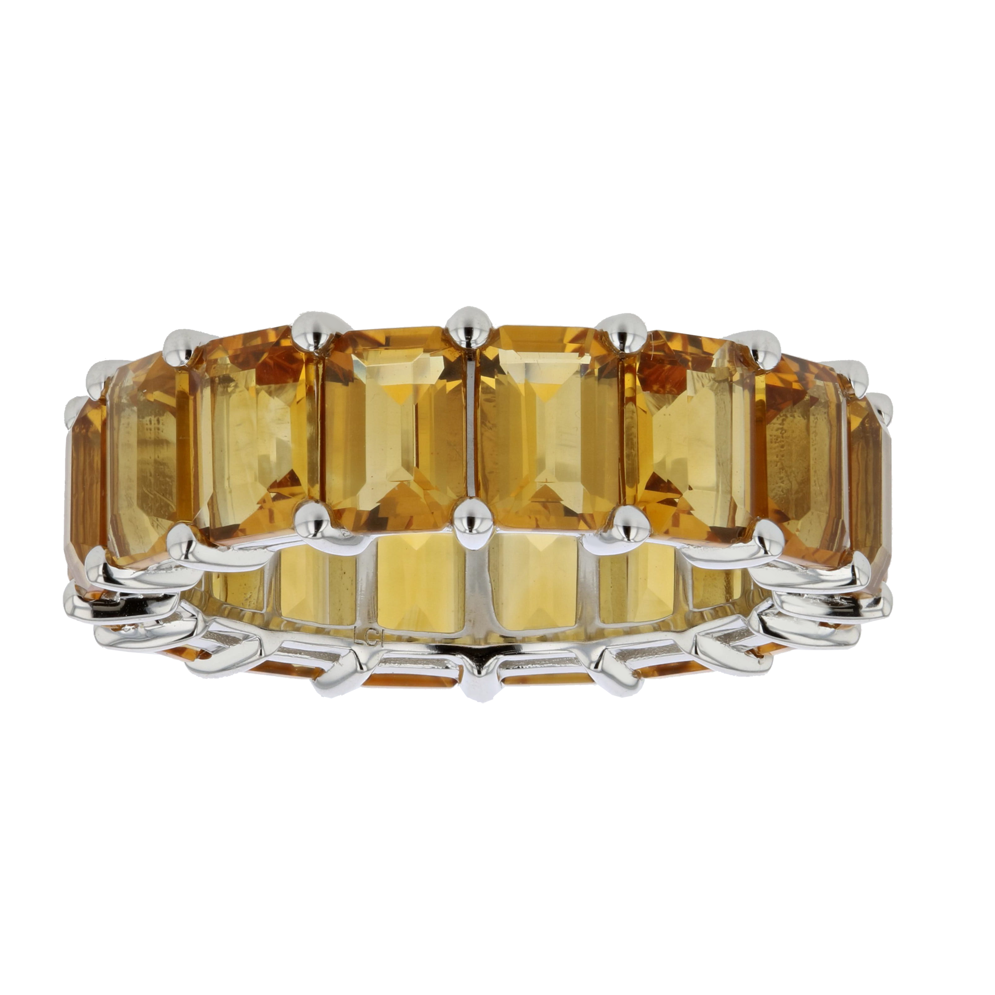 View 8.50ctw Citrine Emerald Cut Eternity Band in 14k White Gold