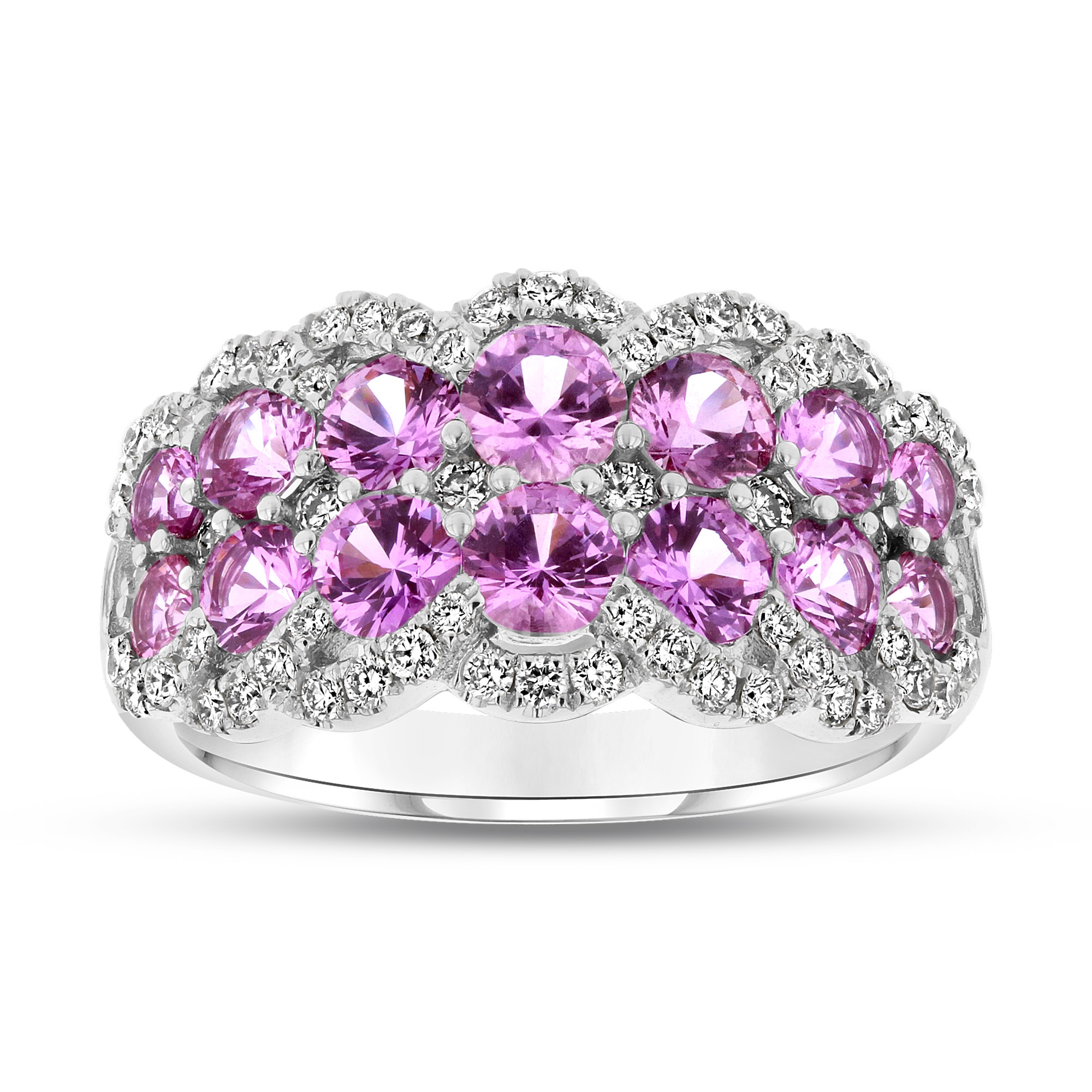 View 2.74ctw Diamond and Pink Sapphire Ring in 18k White Gold