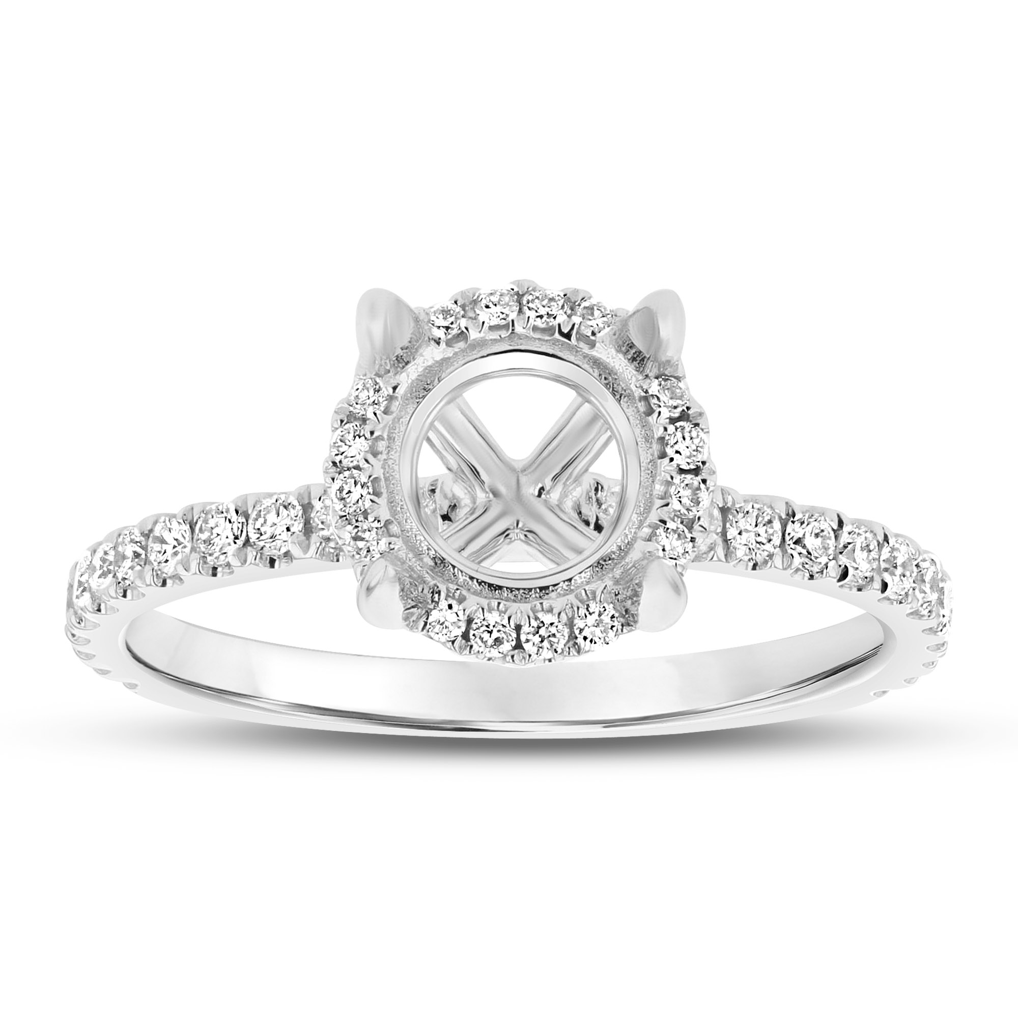 View 0.41ctw Diamond Halo Semi Mount Engagement Ring in 18k White Gold