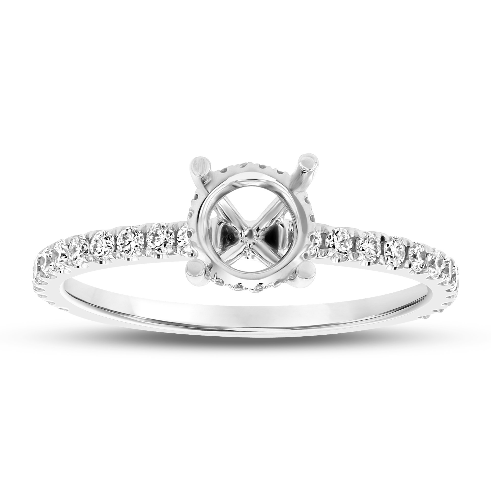 View 0.32ctw Diamond Under Halo Semi Mount Engagement Ring in 18k White Gold