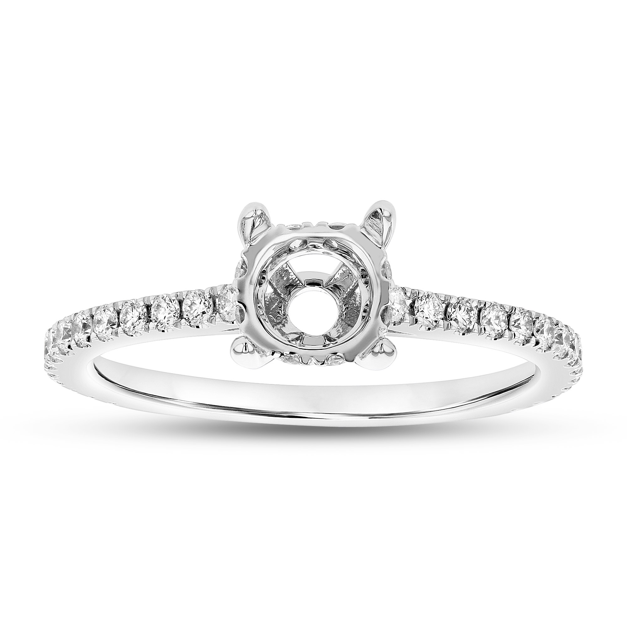 0.37ctw Diamond Semi Mount Engagement Ring in 14k White Gold