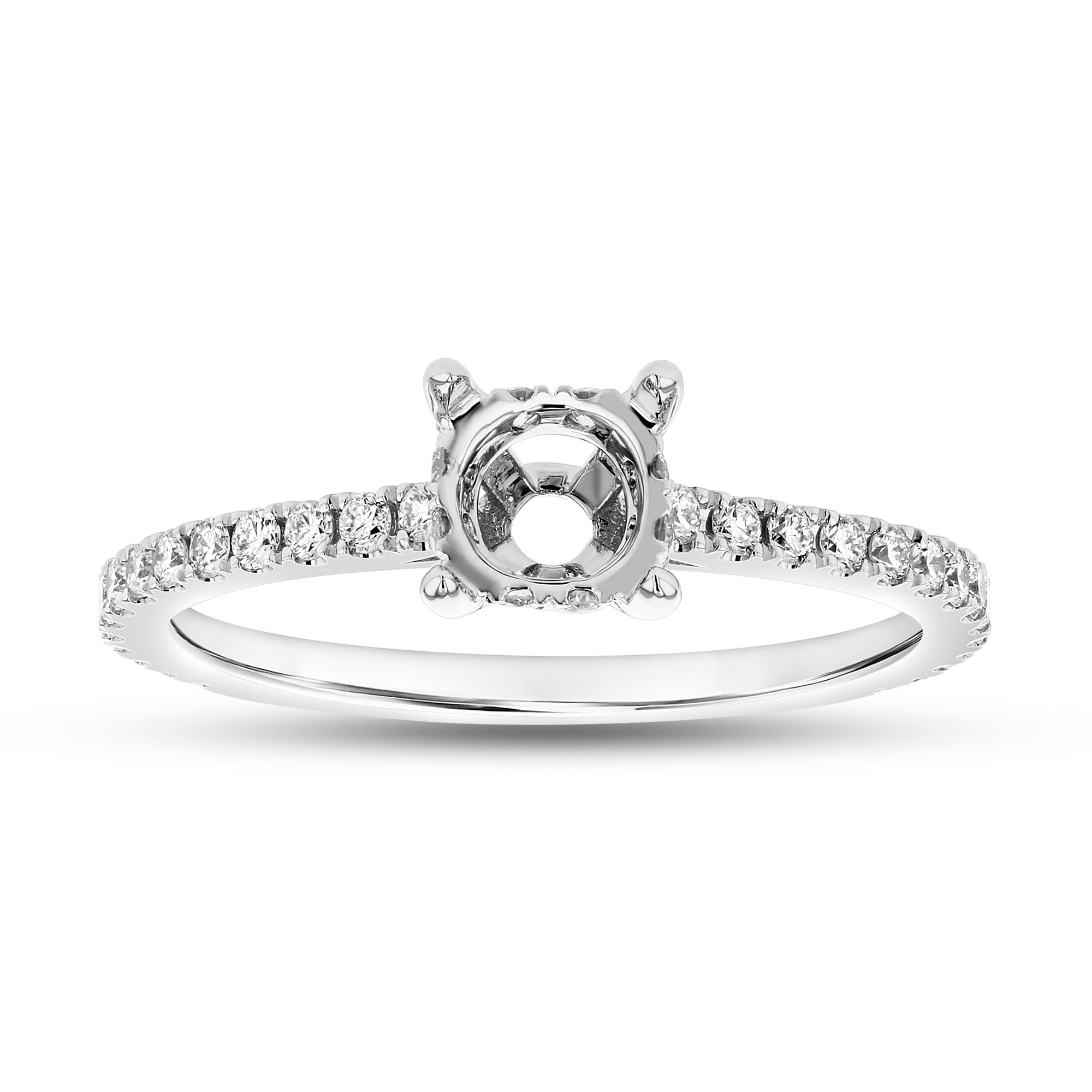 0.37ctw Diamond Under Halo Semi Mount Engagement Ring in 14k White Gold