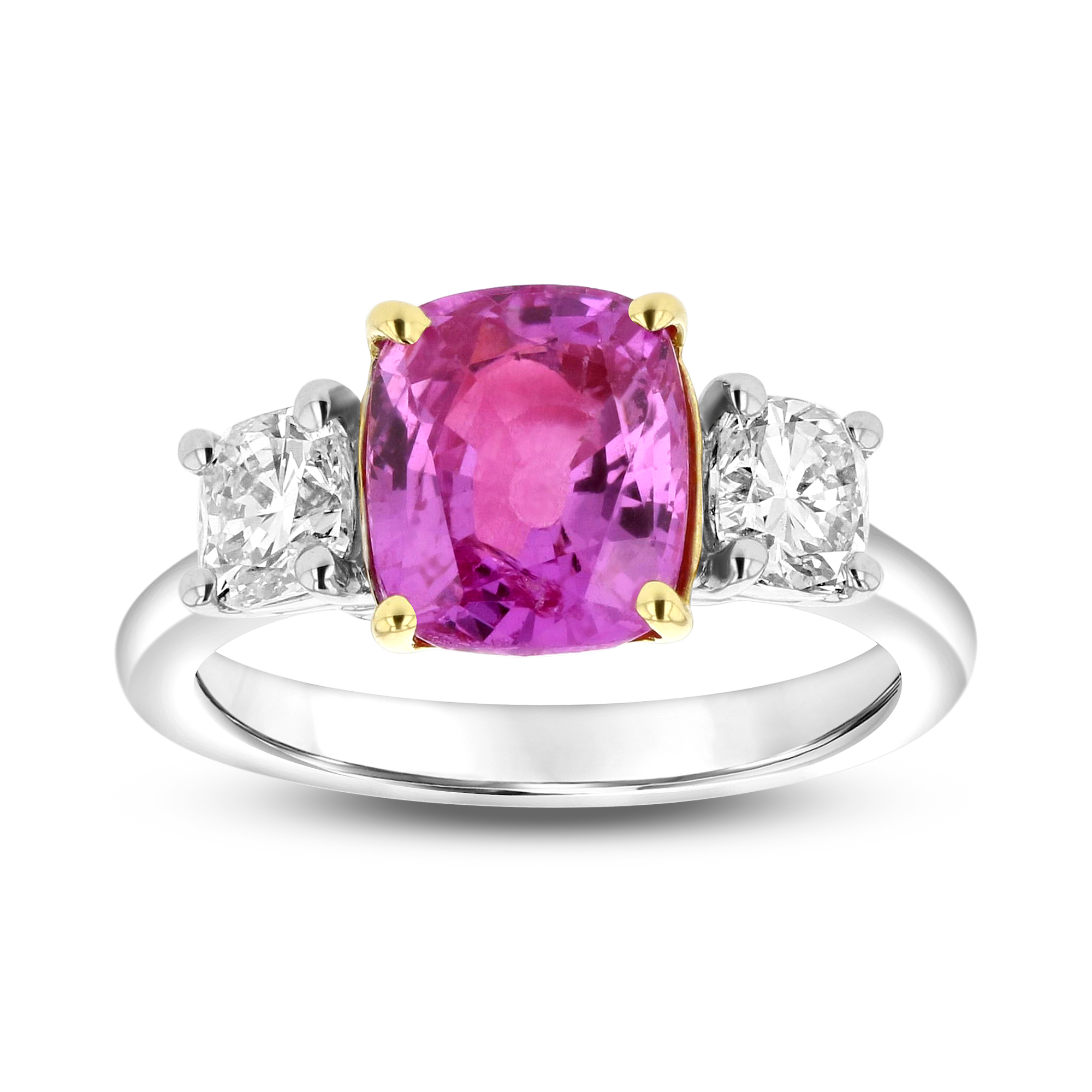 View 3.95ctw Diamond and Pink Sapphire Ring in 18k Yellow/Platinum