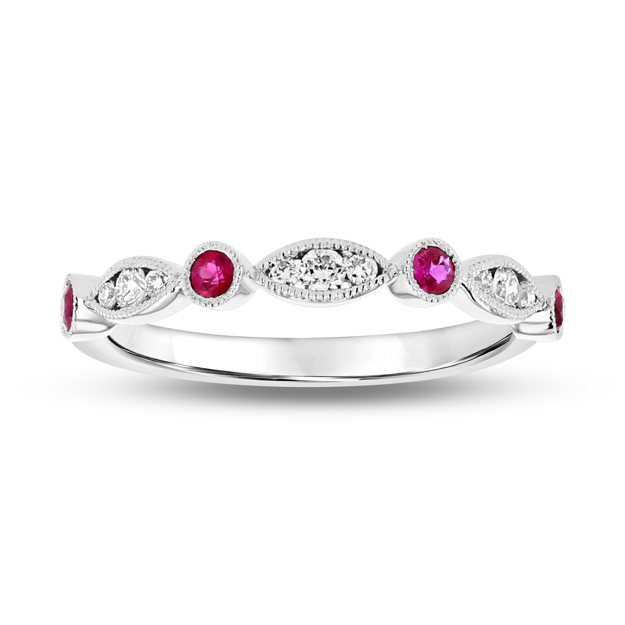 0.35ctw Diamond and Ruby Band in 18k White Gold