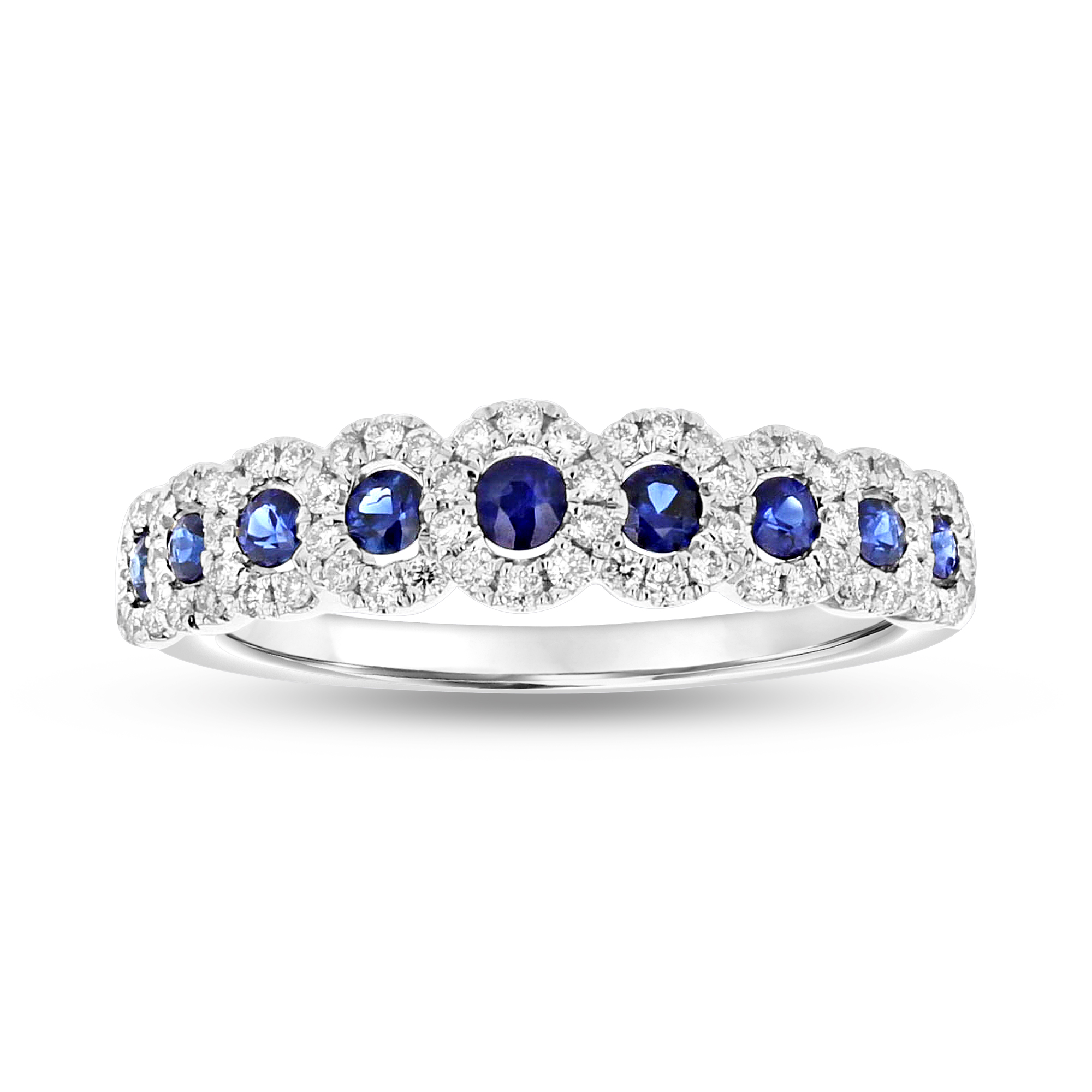 View 0.25ctw Diamond and Sapphire Band in 18k White Gold