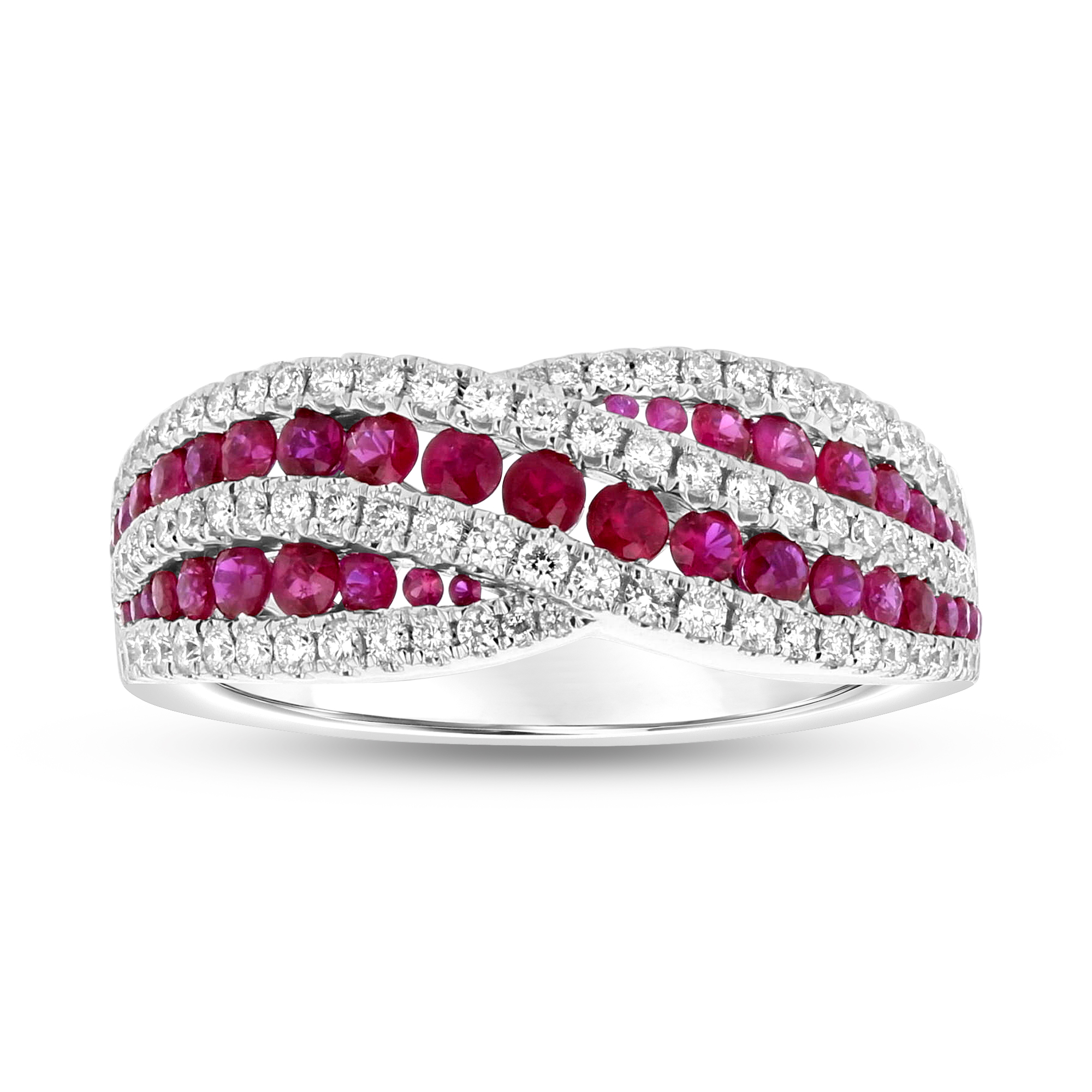 1.30ctw Diamond and Ruby Ring in 18k White Gold