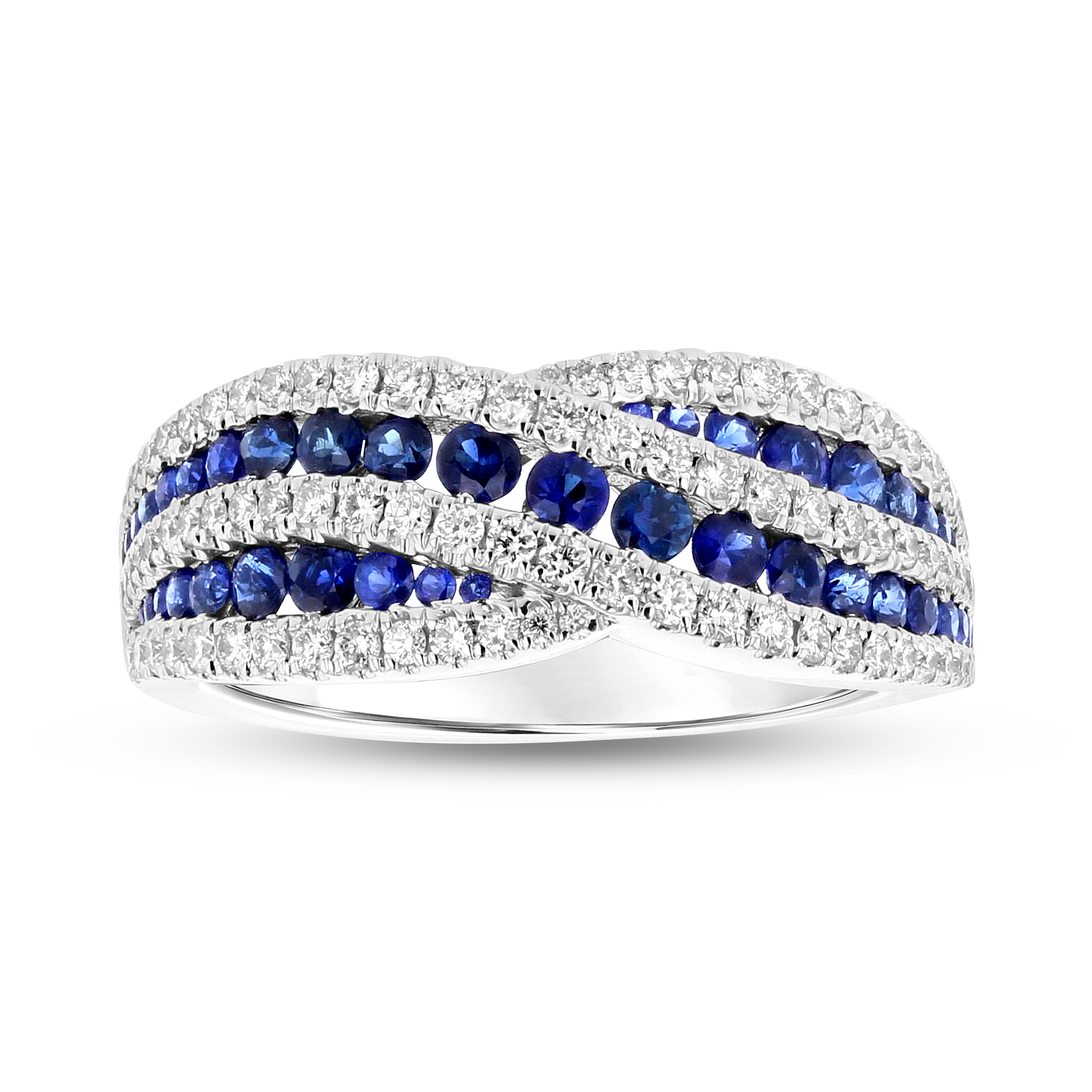 View 0.49ctw Diamond and Sapphire Ring in 18k White Gold