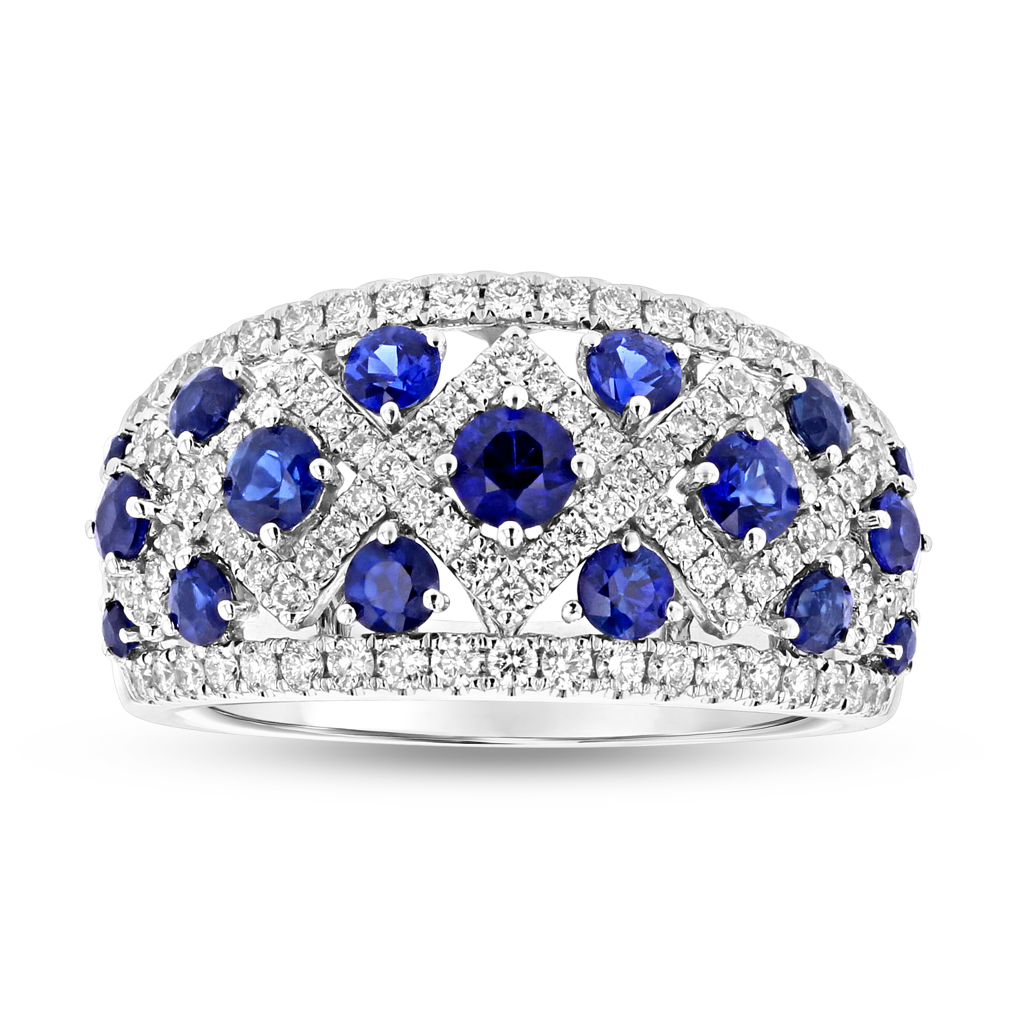 View 1.79ctw Diamond and Sapphire Band in 18k White Gold