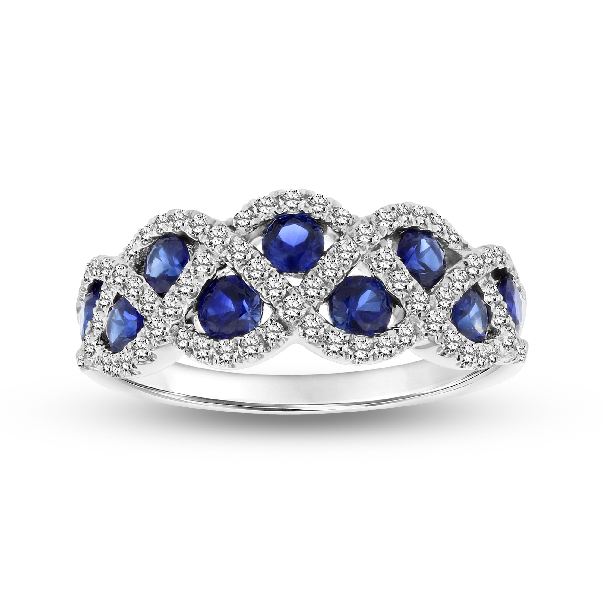 View 1.52ctw Diamond and Sapphire Band in 18k White Gold