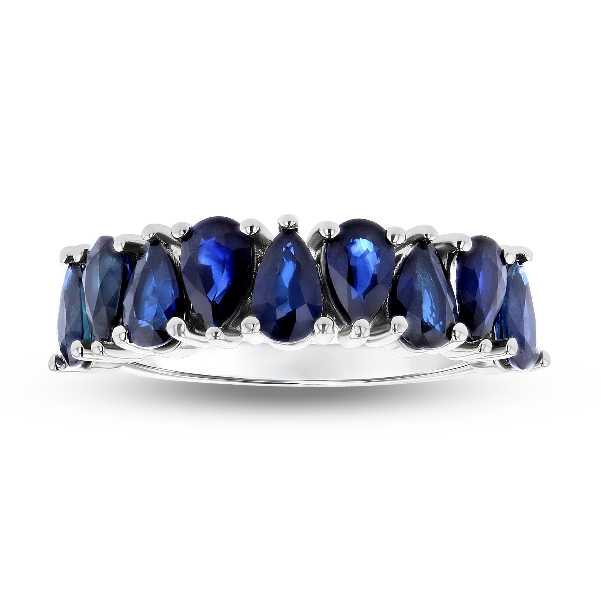 View 2.05ctw Pear Shaped Sapphire band in 14k White Gold