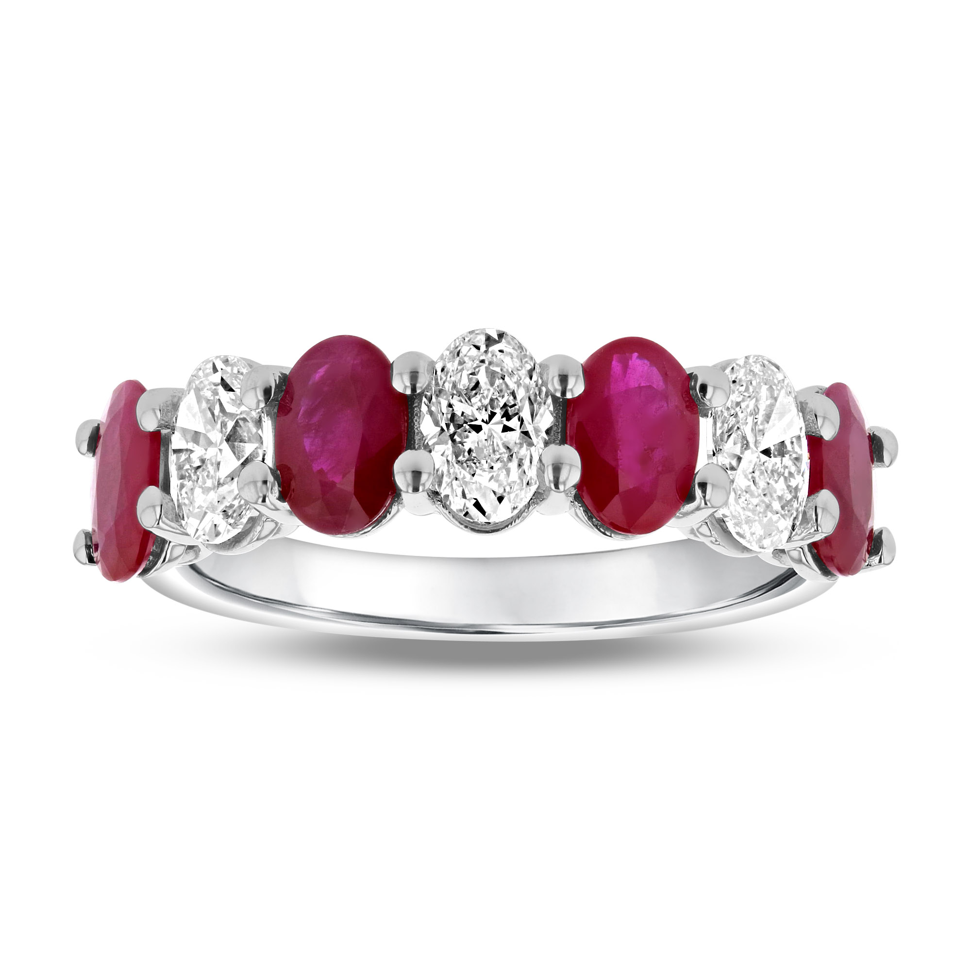 View 2.95ctw Diamond and Ruby Band in 14k White Gold 