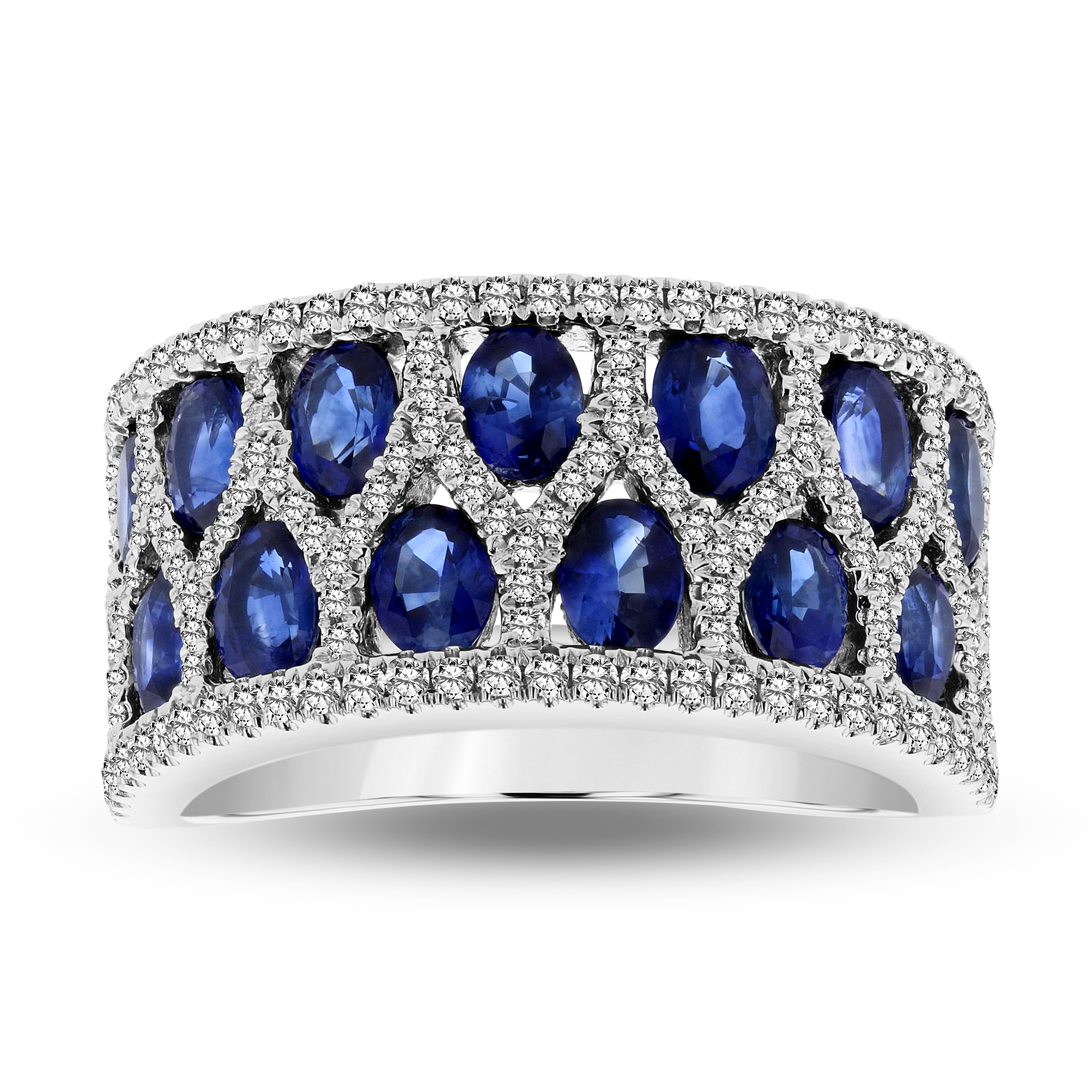 View 3.35ctw Diamond and Sapphire Ring in 18k White Gold