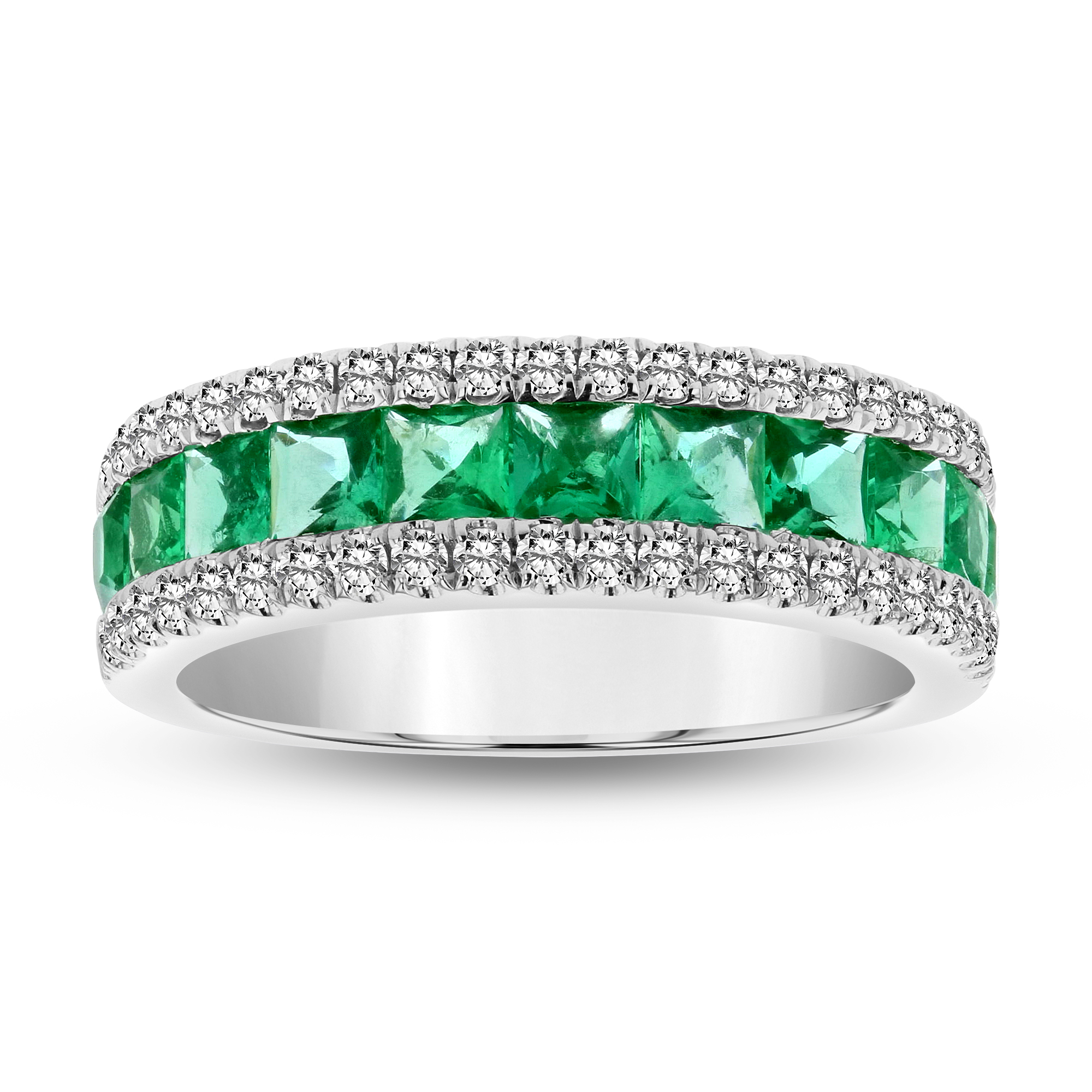 View 1.56ctw Diamond and Emerald Ring in 18k White Gold