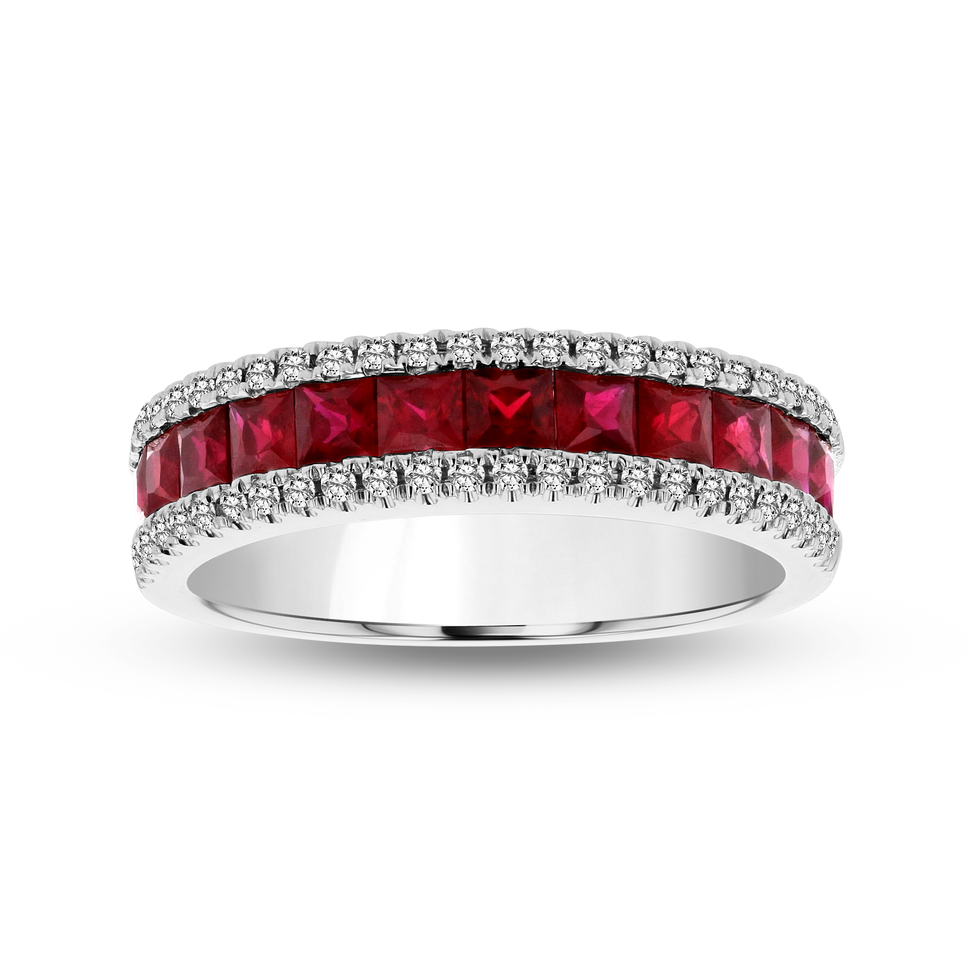 View 1.40ctw Diamond and Ruby Ring in 18k White Gold