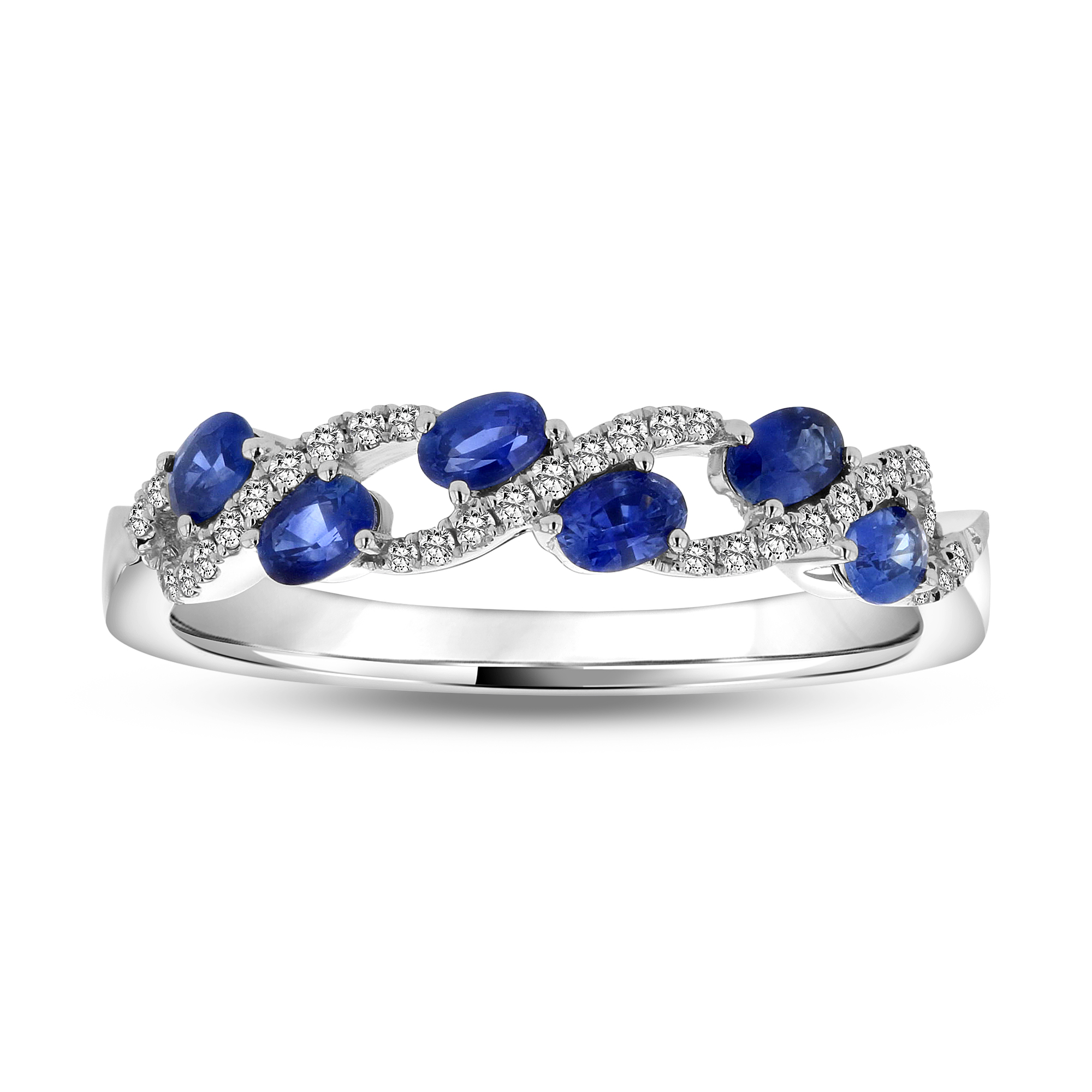 View 0.62ctw Diamond and Sapphire Ring in 14k White Gold