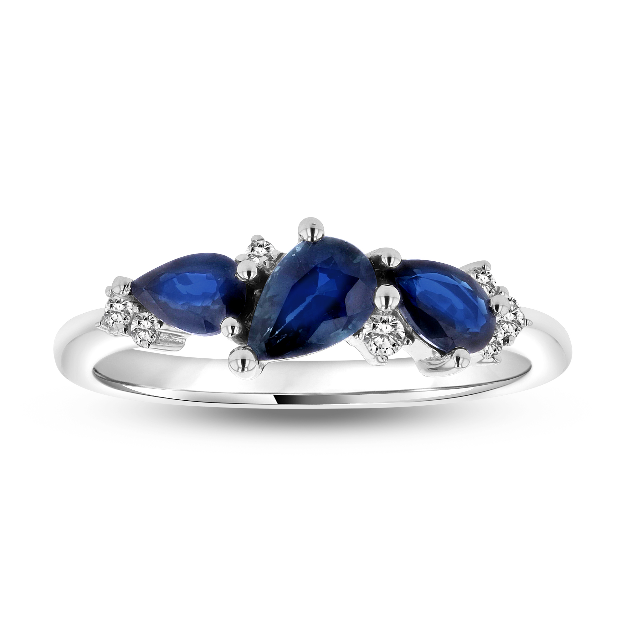View 1.20ctw Diamond and Sapphire Ring in 14k White Gold
