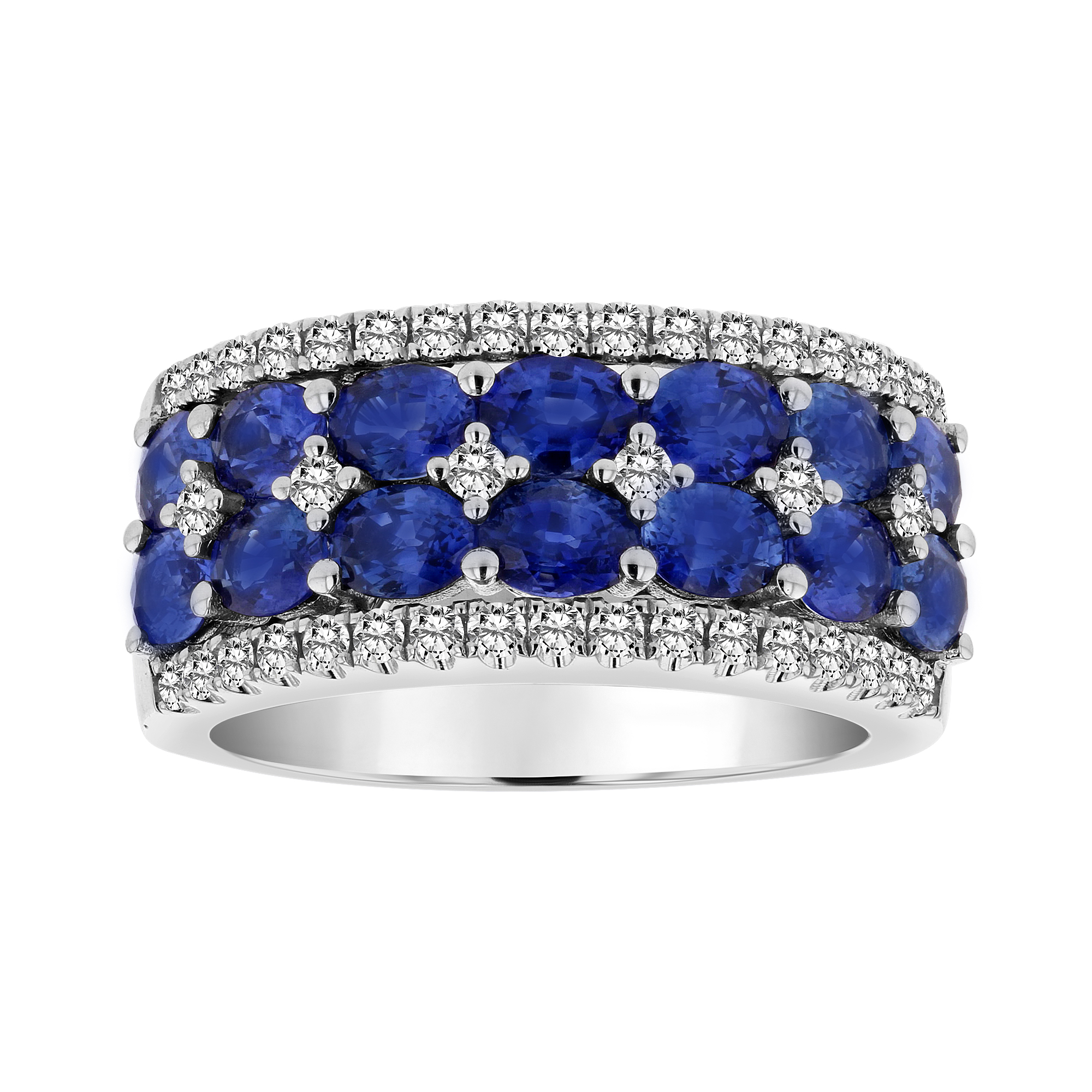 View 0.49ctw Diamond and Sapphire Ring in 18k White Gold