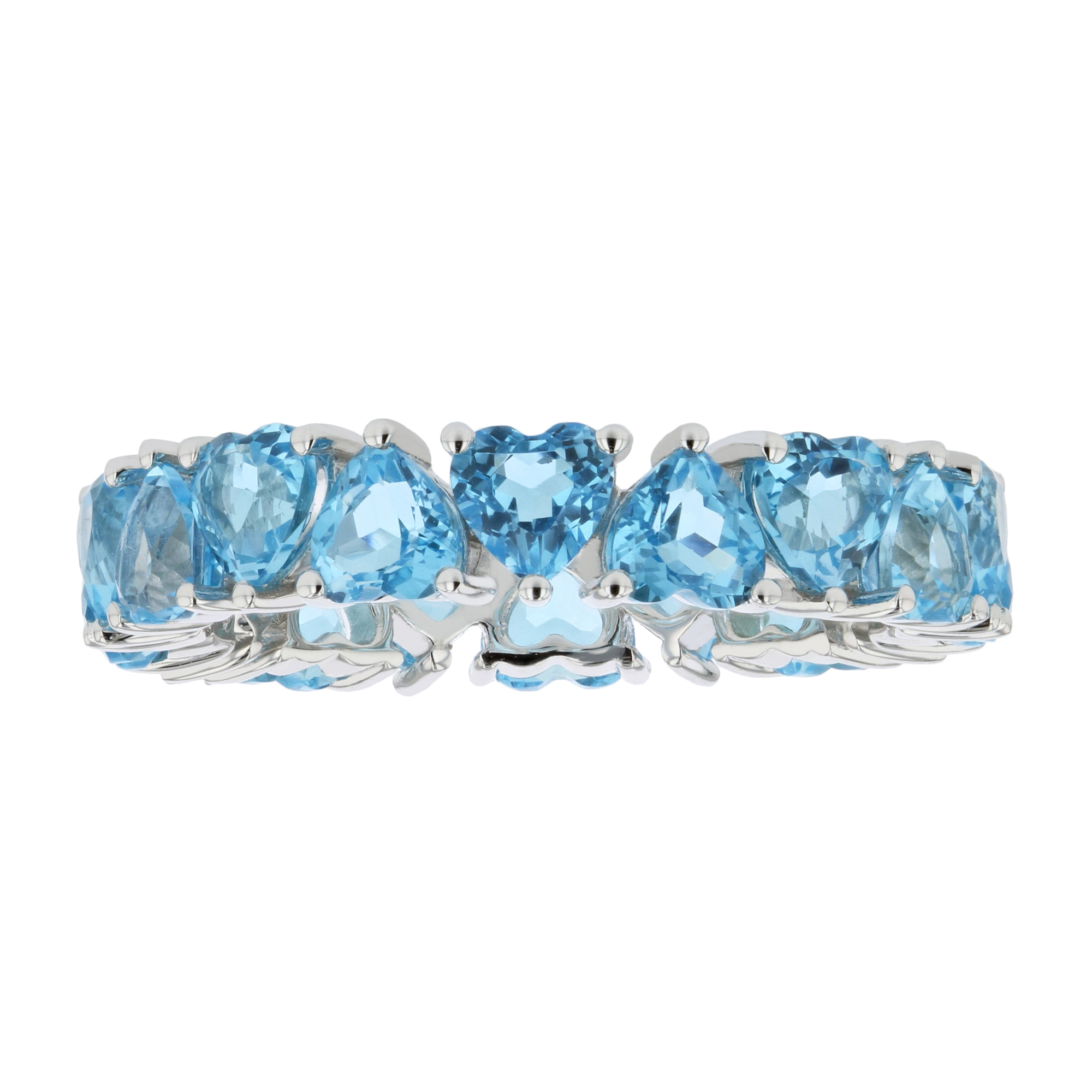 View 5.79ctw Blue Topaz Heart Shaped Eternity in 14k White Gold