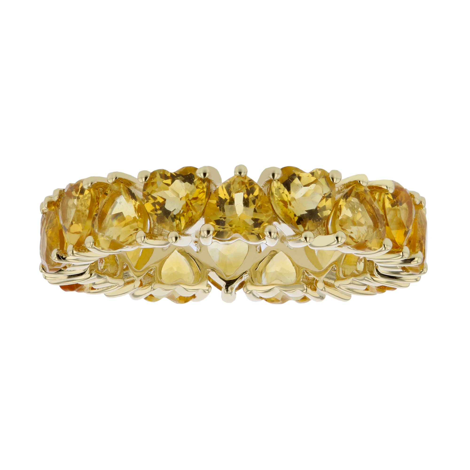 View 4.11ctw Heart Shaped Citrine Eternity Band in 14k Yellow Gold