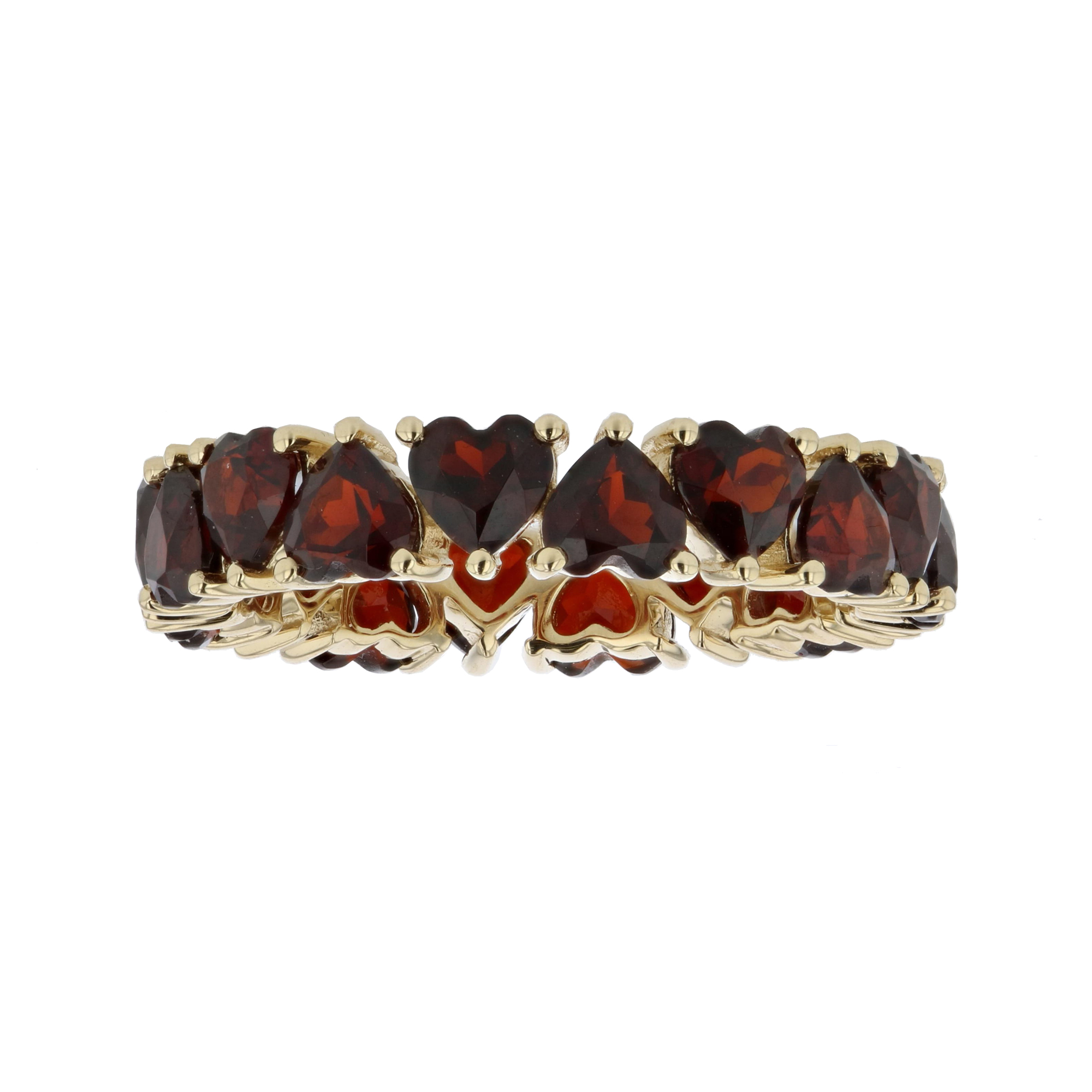 View 5.46ctw Heart Shaped Garnet Eternity Band in 14k Yellow Gold