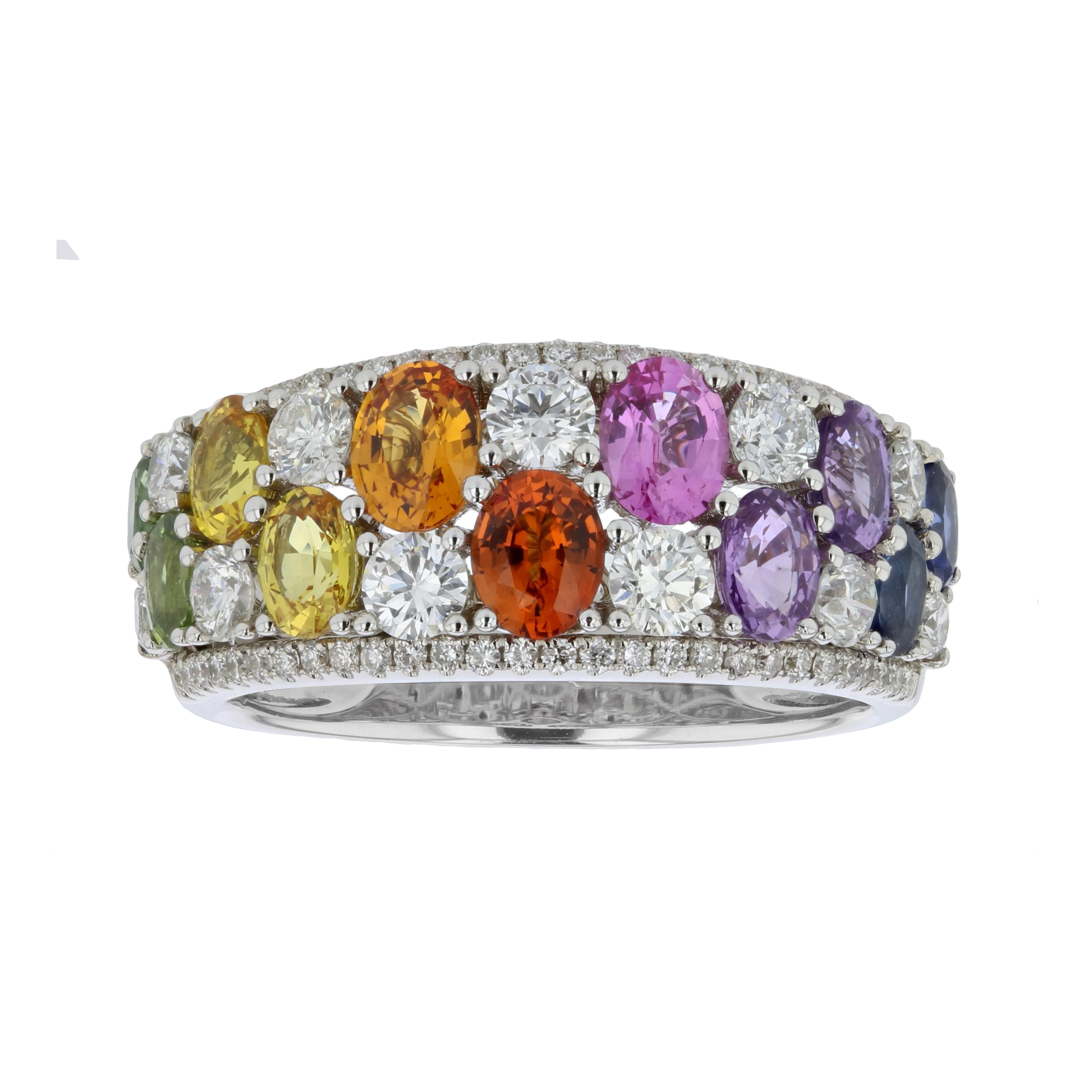 View 3.16ctw Diamond and Multi Sapphire Ring in 18k White Gold
