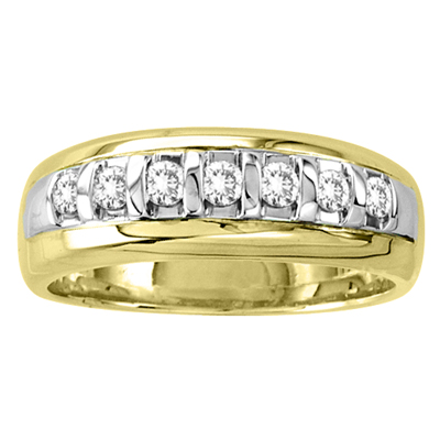 View 14k Gold Two Tone Men's Wedding Band with 0.40ct tw Diamonds