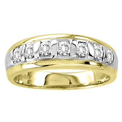 View 14k Gold Two Tone Ladies Wedding Band with 0.40ct tw Diamonds