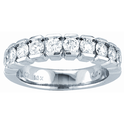 View 14k Gold Channel Set Wedding or Anniversary Band with 1.00ct tw 10 Stone Round Diamonds H-J SI Quality Bridal