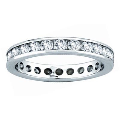 View 1.00ct tw Diamond All Around Channel Set Eternity Band 14k Gold Bridal Ring H-J SI Quality Fit to Your Finger Size (R)