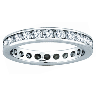 View 2.00ct tw Channel Set All Around Diamond Eternity Band 14k Gold Bridal Ring H-J SI Quality Fit to Your Finger Size (R)